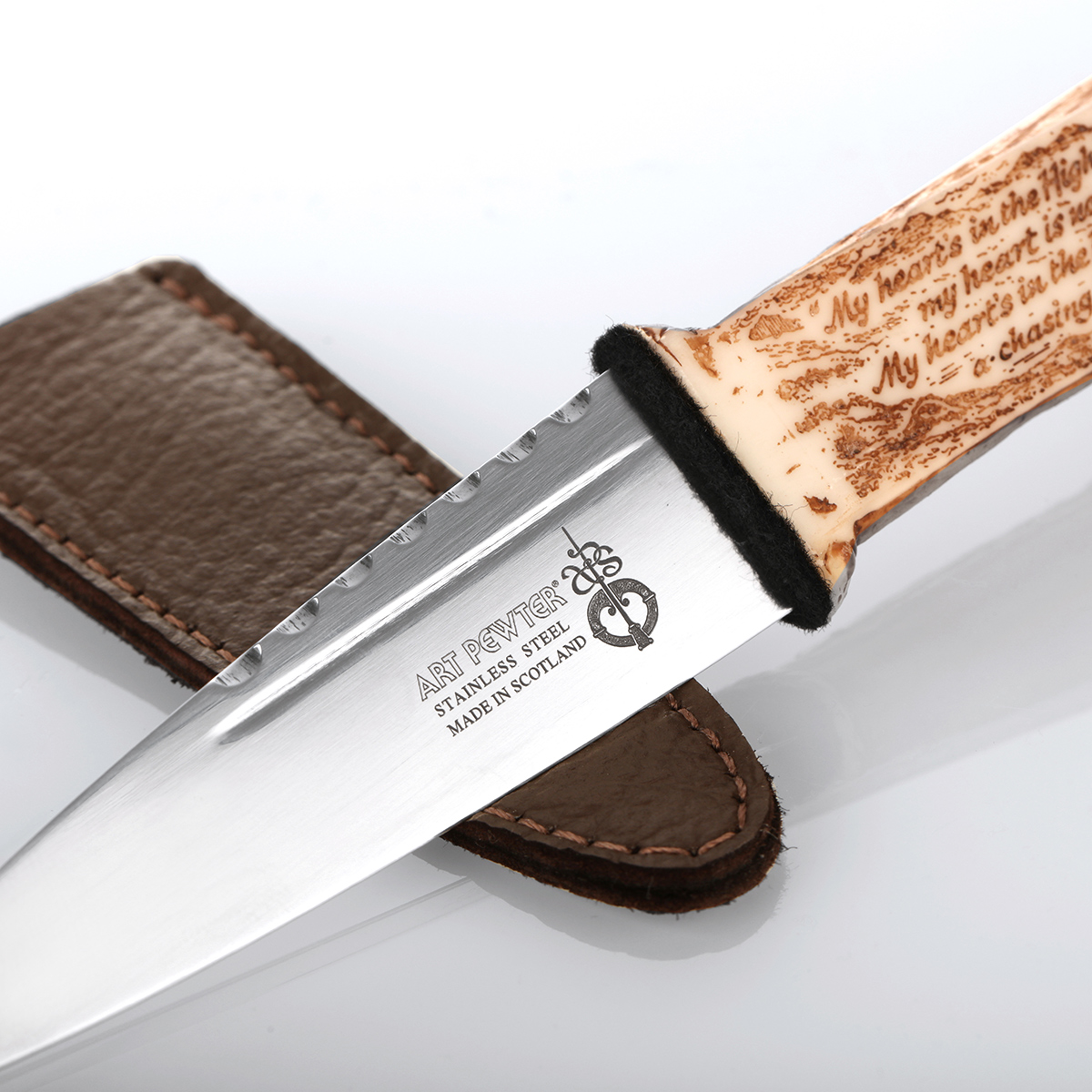 sgian-dubh-highland-kilt-burns-horn-001ThAReFCAnlM9O Outlander Clan Fraser Sgian Dubh - Je Suis Prest - Edelstahl mit Lederscheide