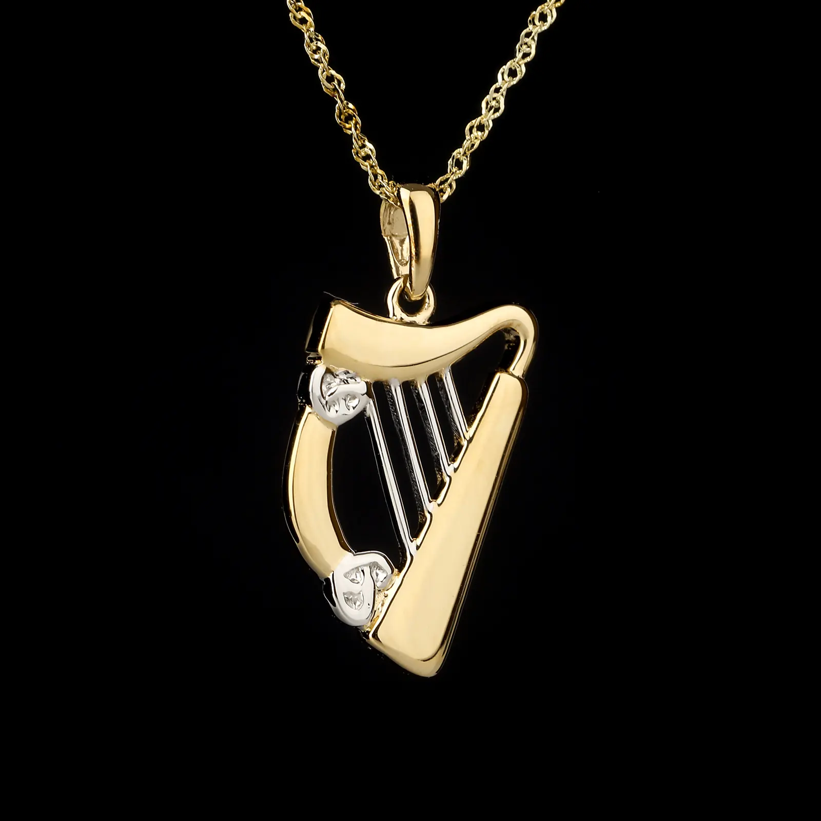 Two Tone Irish Harp - fein gearbeitete irische Harfe - 14K Gold Two Tone Irish Harp - fein gearbeitete irische Harfe - 14K Gold