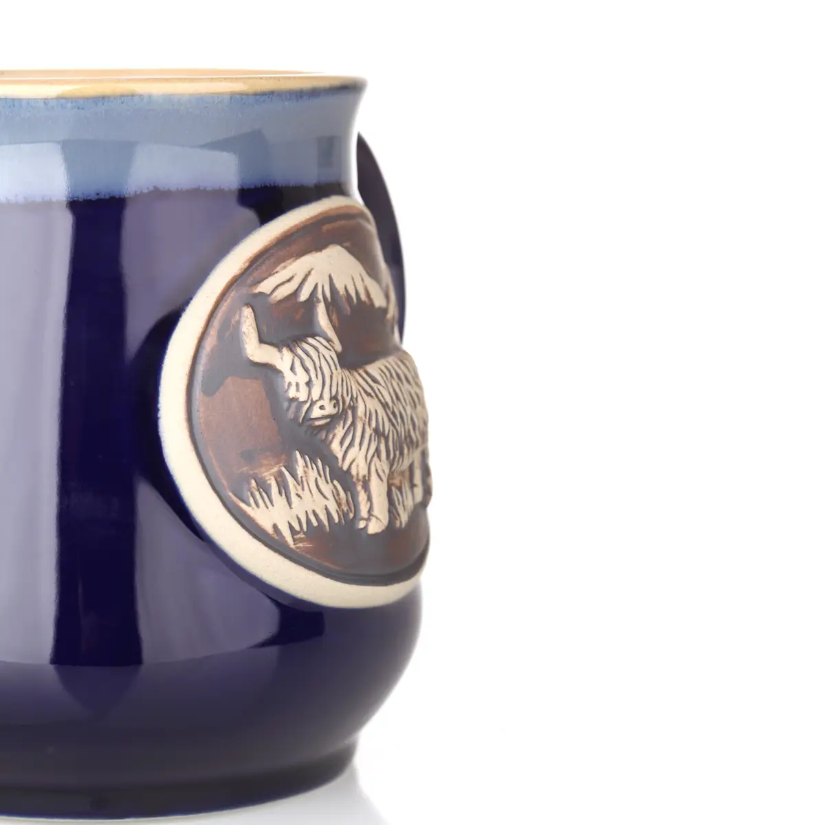 Highland Cow Stoneware Mug - Schottisches Rind Kaffeebecher - Blau