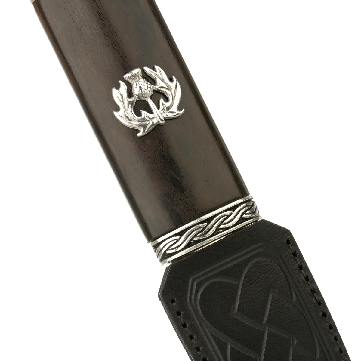 Blackwood Sgian Dubh aus Schottland - Holz & schwarzer Kristall & Lederscheide