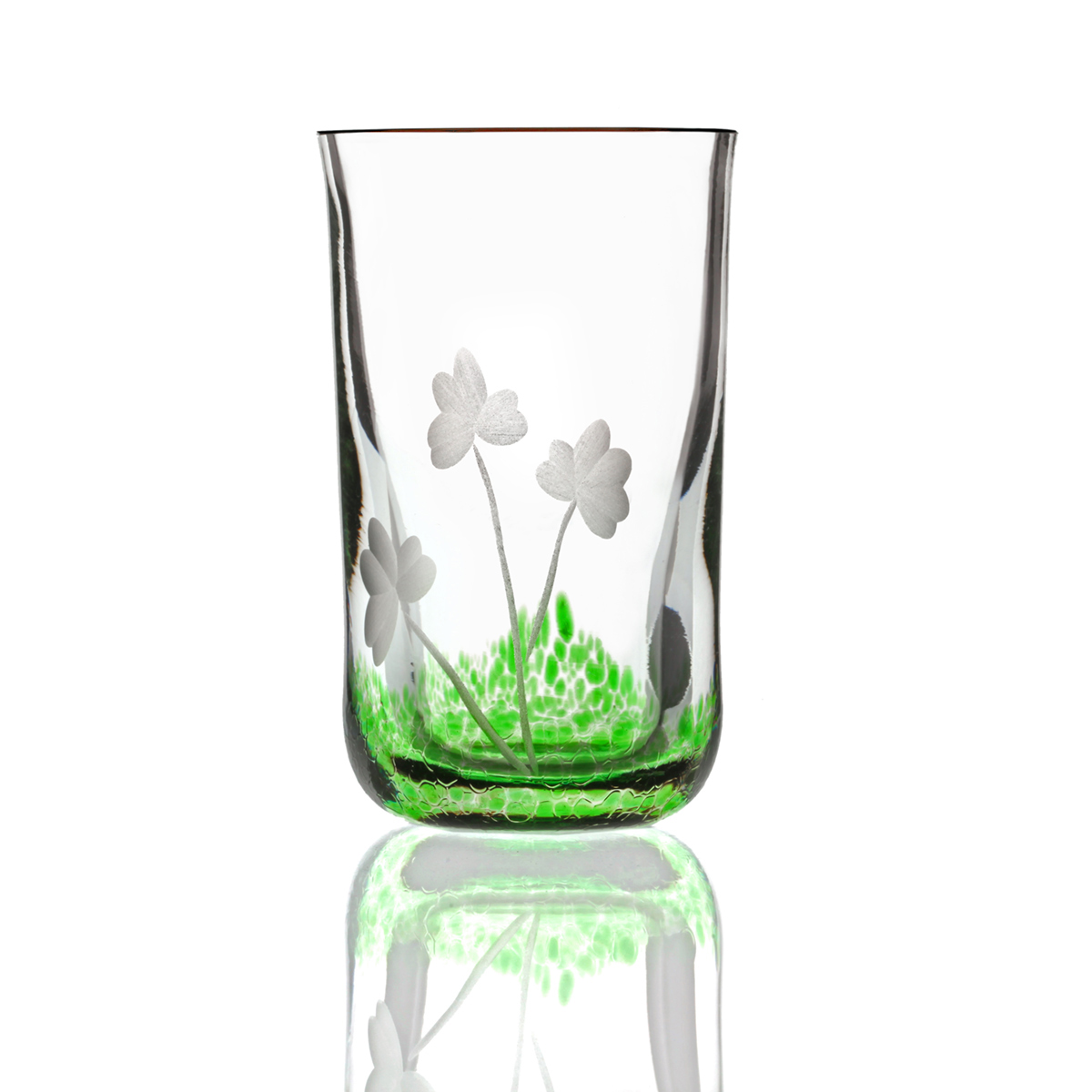 Irish Shamrock Shotglas / Schnapsglas - Handgefertigtes Kristallglas aus Irland