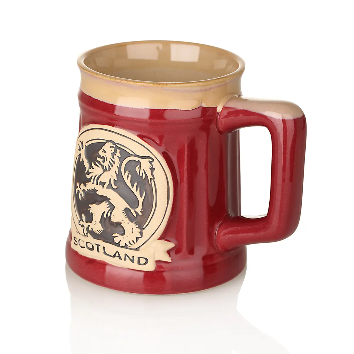 Lion Rampant Stoneware Tankard - Schottischer Löwe Bierkrug - Rot