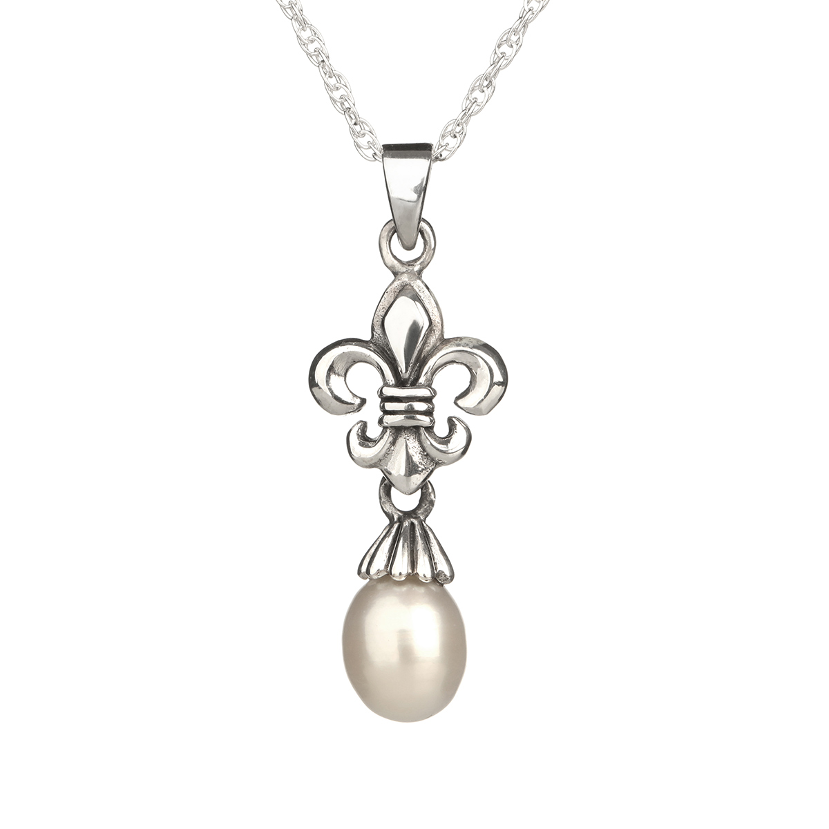 Mary Queen of Scots - Maria Stuart - Fleur De Lys Kette - Sterling Silber & Perle