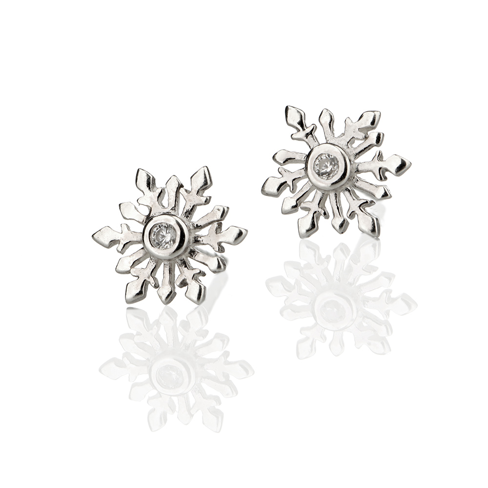outlander-snowflake-schneeflocke-ohrstecker-001 Snowflake - Schneeflocke - Schottische Outlander Ohrstecker aus Sterlingsilber & Kristall