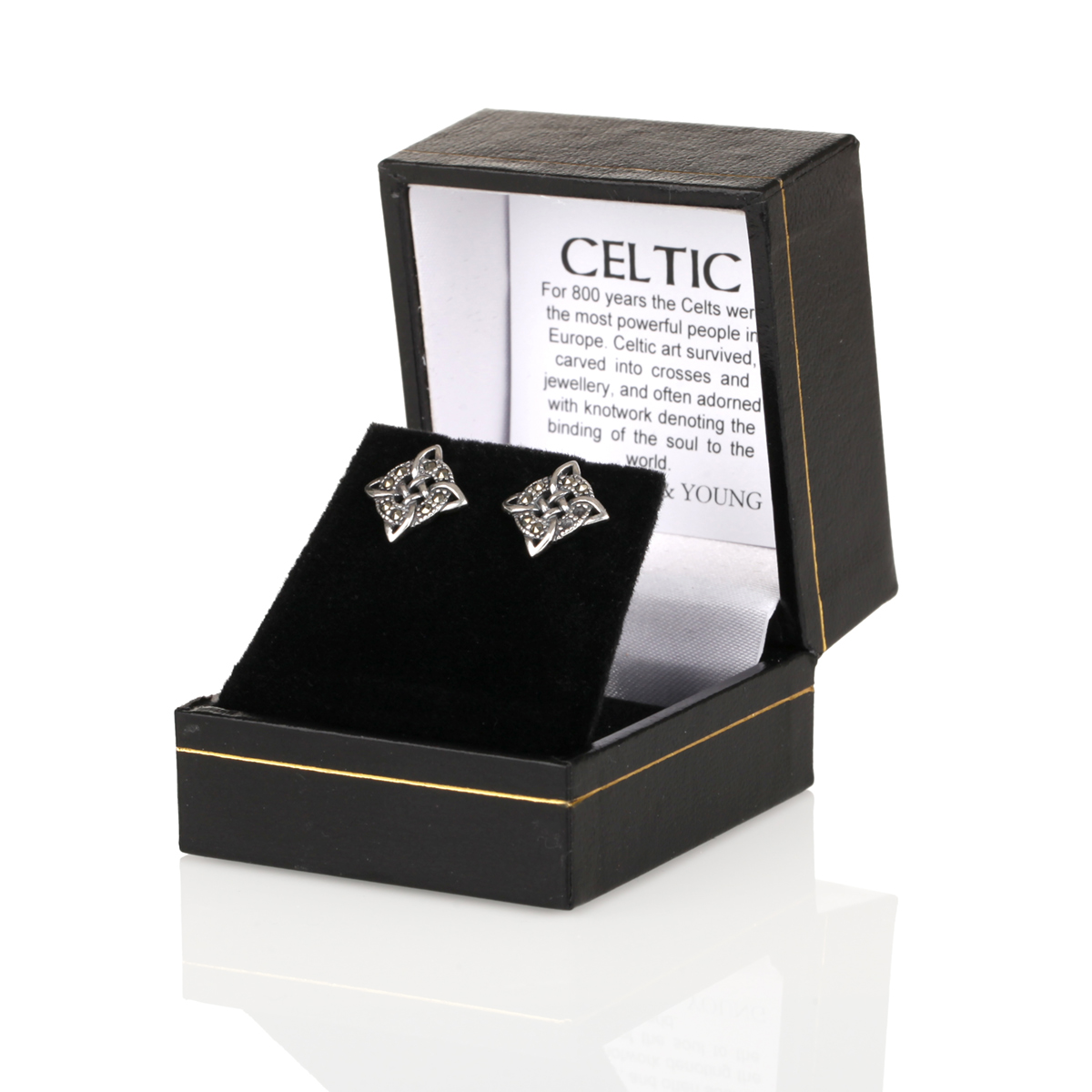 Celtic Crystal - keltische Ohrstecker aus Sterling Silber & Markasit