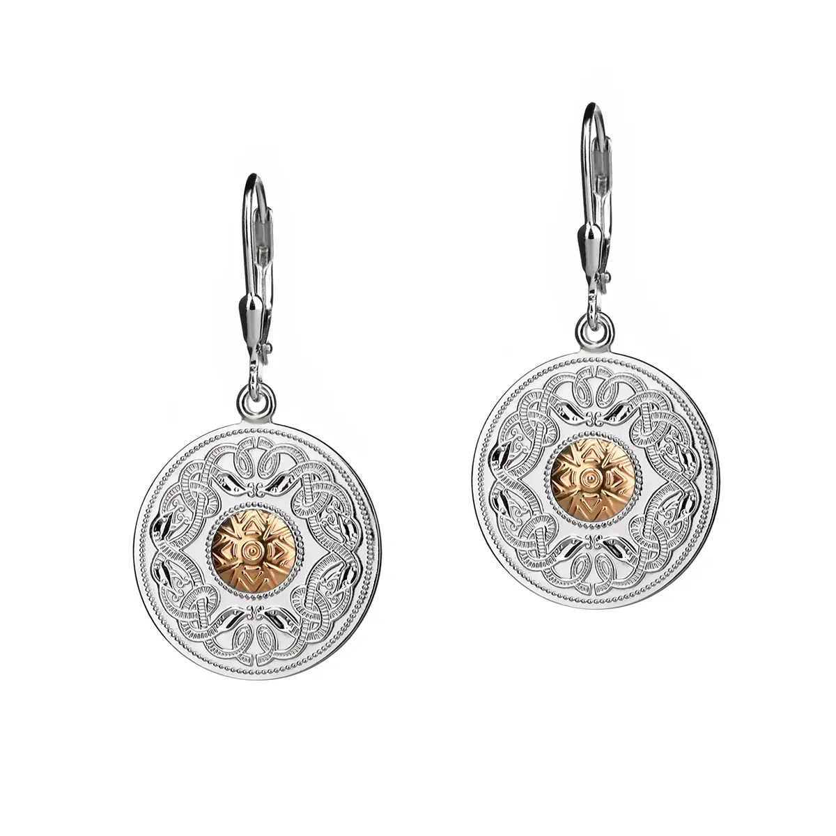 ohrhaenger-ohrringe-celtic-warrior-silber-gold-irland-002 Celtic Warrior - runde keltische Ohrhänger aus Irland mit 18K Gold Bead