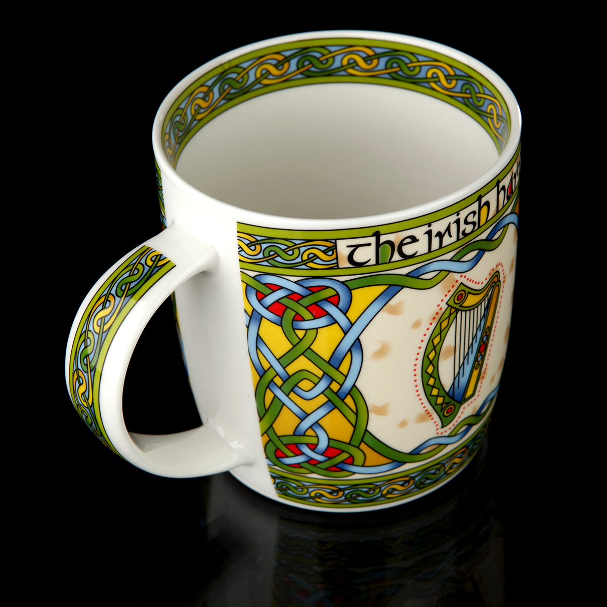 The Irish Harp Mug - Kaffeebecher mit irischer Harfe & keltischem Muster