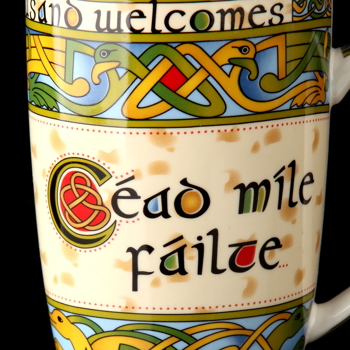 Kaffeebecher-Mug-irland-cead-mile-failte-001 Cead Mile Failte - tausendfach Willkommen - Keltischer Kaffeebecher aus Irland