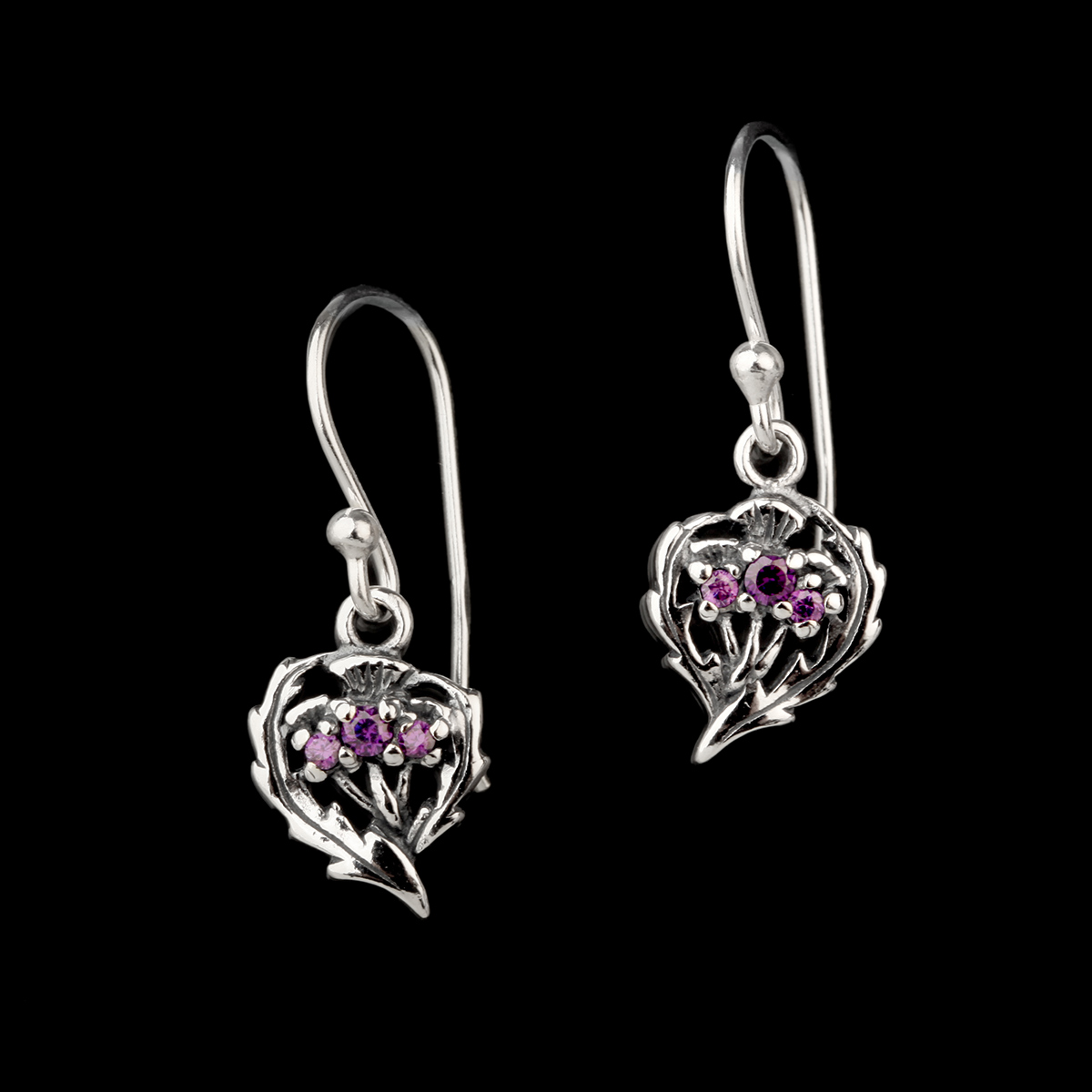 schottische-distel-thistle-ohrhaenger-silber-007 Crystal Thistle - Schottische Distel Ohrhänger - Sterling Silber & Amethyst