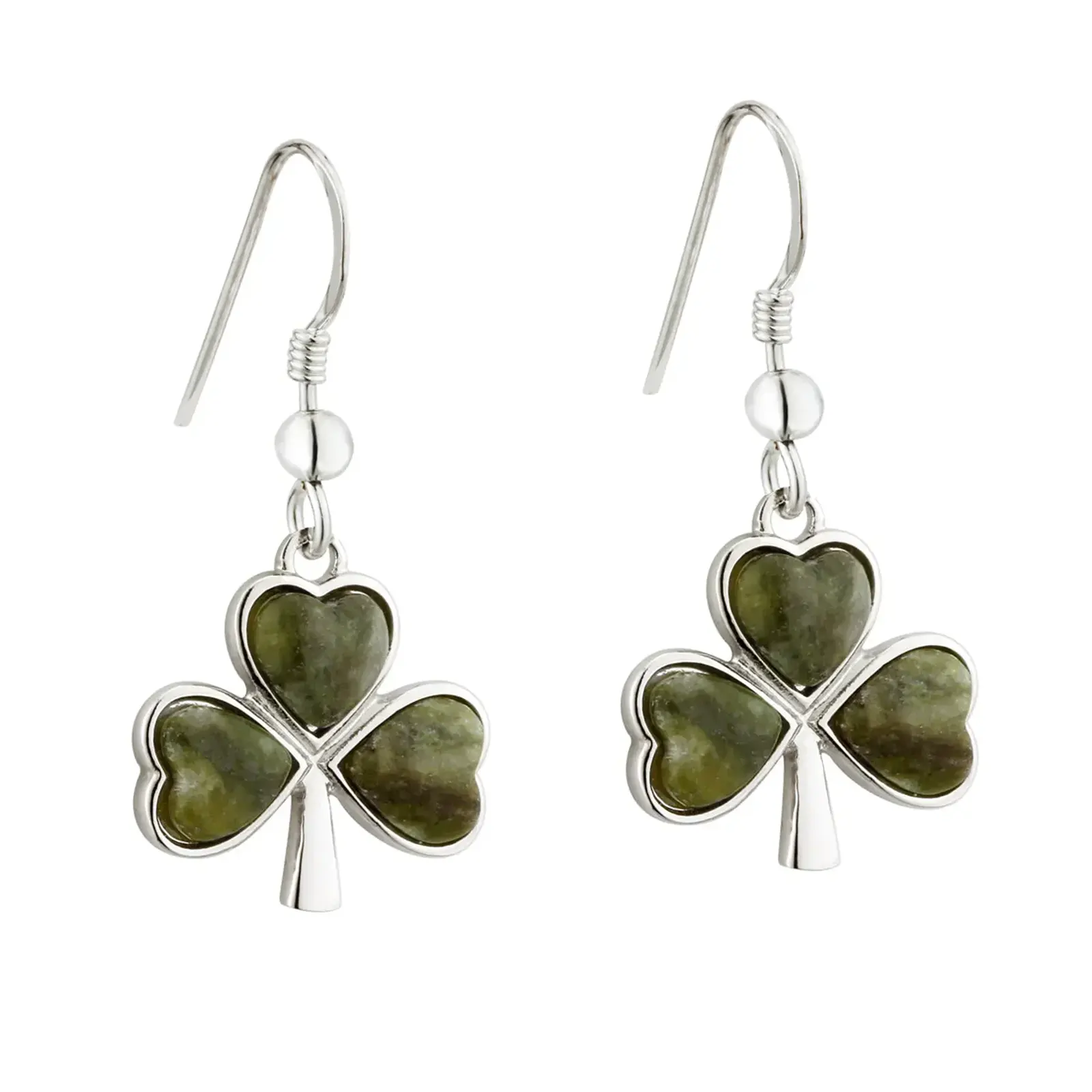 Irish Shamrock - Irische Kleeblatt Ohrhänger aus Edelstahl & Connemara Marmor Irish Shamrock - Irische Kleeblatt Ohrhänger aus Edelstahl & Connemara Marmor