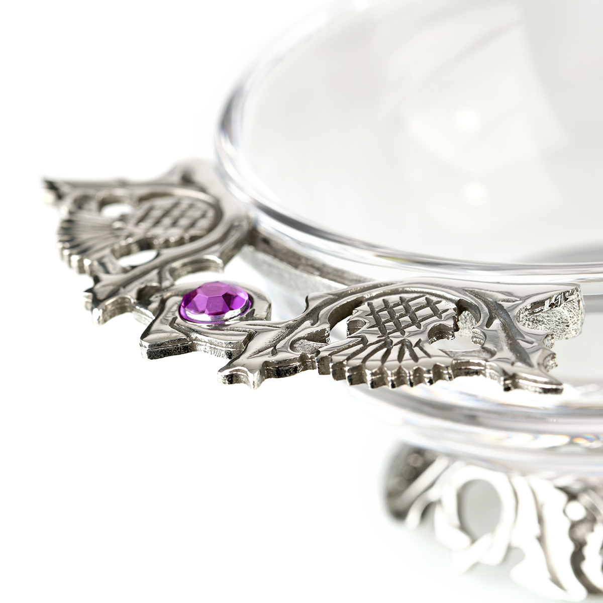 quaich-glas-kristall-keltisch-schottland-distel-003 Highland Thistle Whisky Quaich aus Glas - schottischen Disteln & Kristall