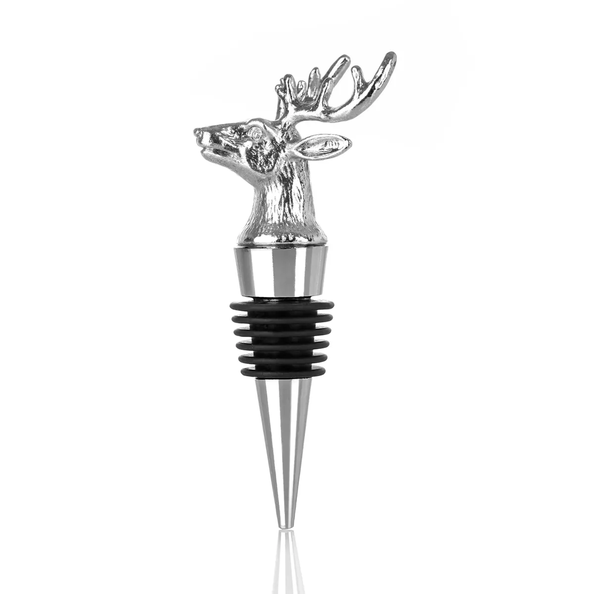 Highland Stag Bottle Stopper - Edelstahl Flaschenverschluss / Stopfen mit Hirschkopf 
