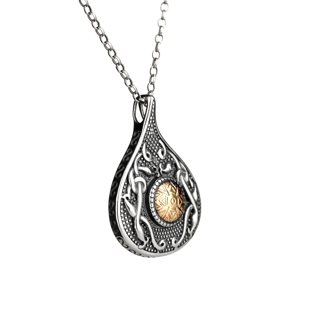 kette-anhaenger-celtic-warrior-teardrop-silber-gold-antik-004 Celtic Warrior Wood Quay Teardrop - Keltischer Anhänger aus IrlandCeltic Warrior Wood Quay Drop - Keltischer Anhänger aus Irland