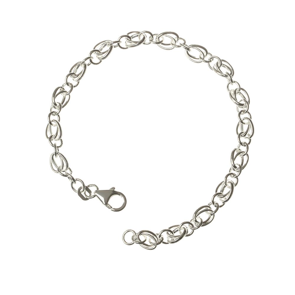 bettelarmband-sterling-silber-doppelanker-002 Doppelanker Bettelarmband für Charms - 19 cm aus Sterling Silber