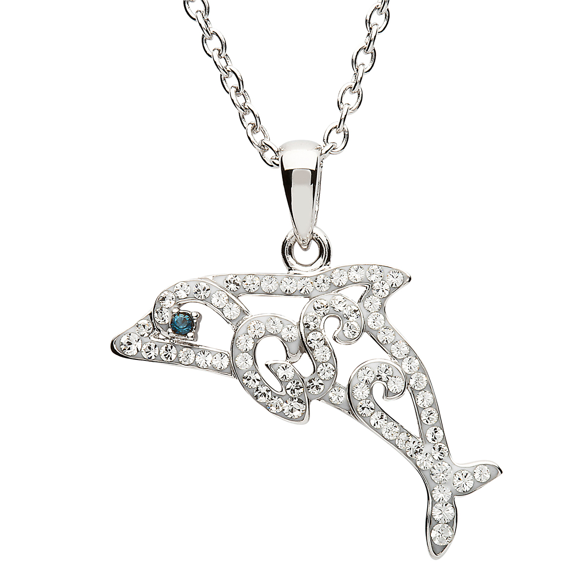 ocean-delfin-Delphin-dolphin-kette-silber-swarovski-001 Delphin Kette aus Sterlingsilber & Swarovski Kristall – Handgefertigt in Irland