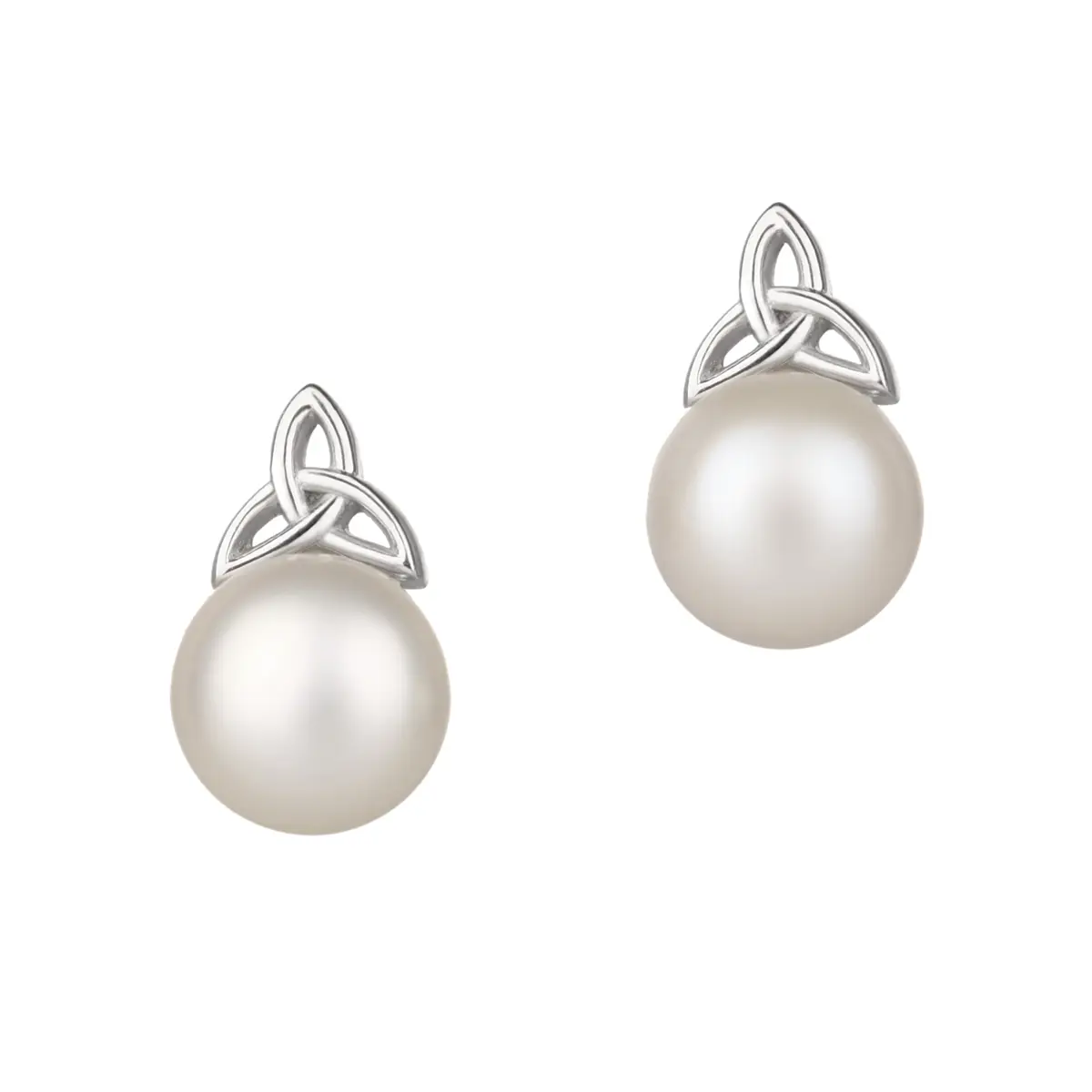Ohrstecker-Irland-Keltisch-Trinity-Perle-Silber-001 Trinity Pearl Ohrstecker - Sterling Silber mit Perlen - handgefertigt in Irland