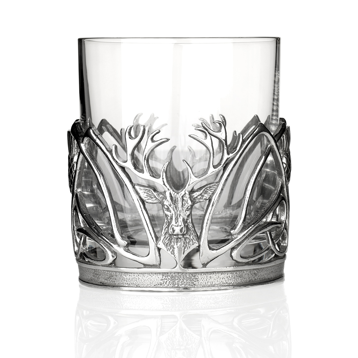 Stag & Thistle Tumbler - Whiskyglas - schottischer Hirsch & Distel aus Zinn