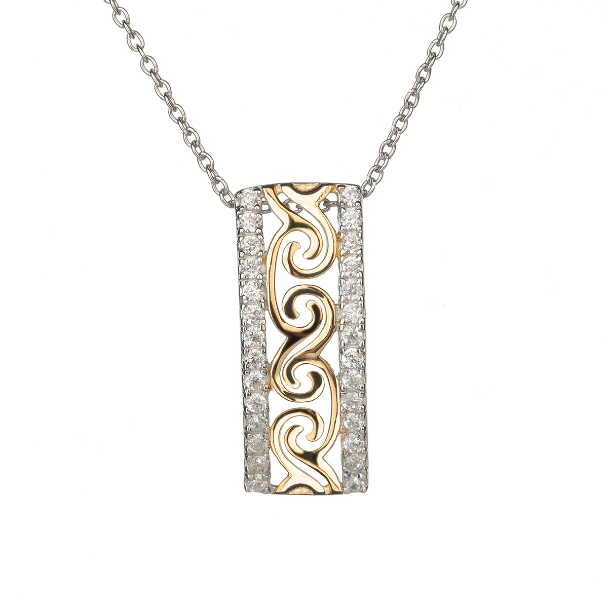 keltische-kristall-gold-silber-kette-irland-002 Celtic Wave - Keltische Kette aus Irland - Silber & Gold
