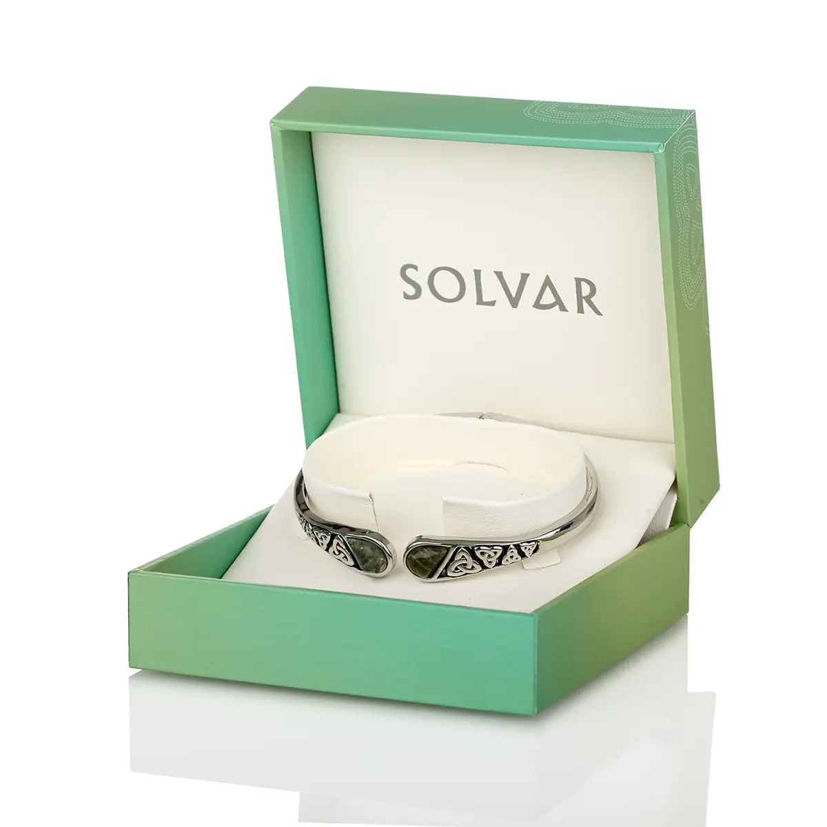 armband-armreif-silber-edelstahl-keltisch-connemara-marmor-001aP3a1W9Ff6Mk1 Connemara Trinity Armreif aus Irland - Edelstahl rhodniert mit Scharnier