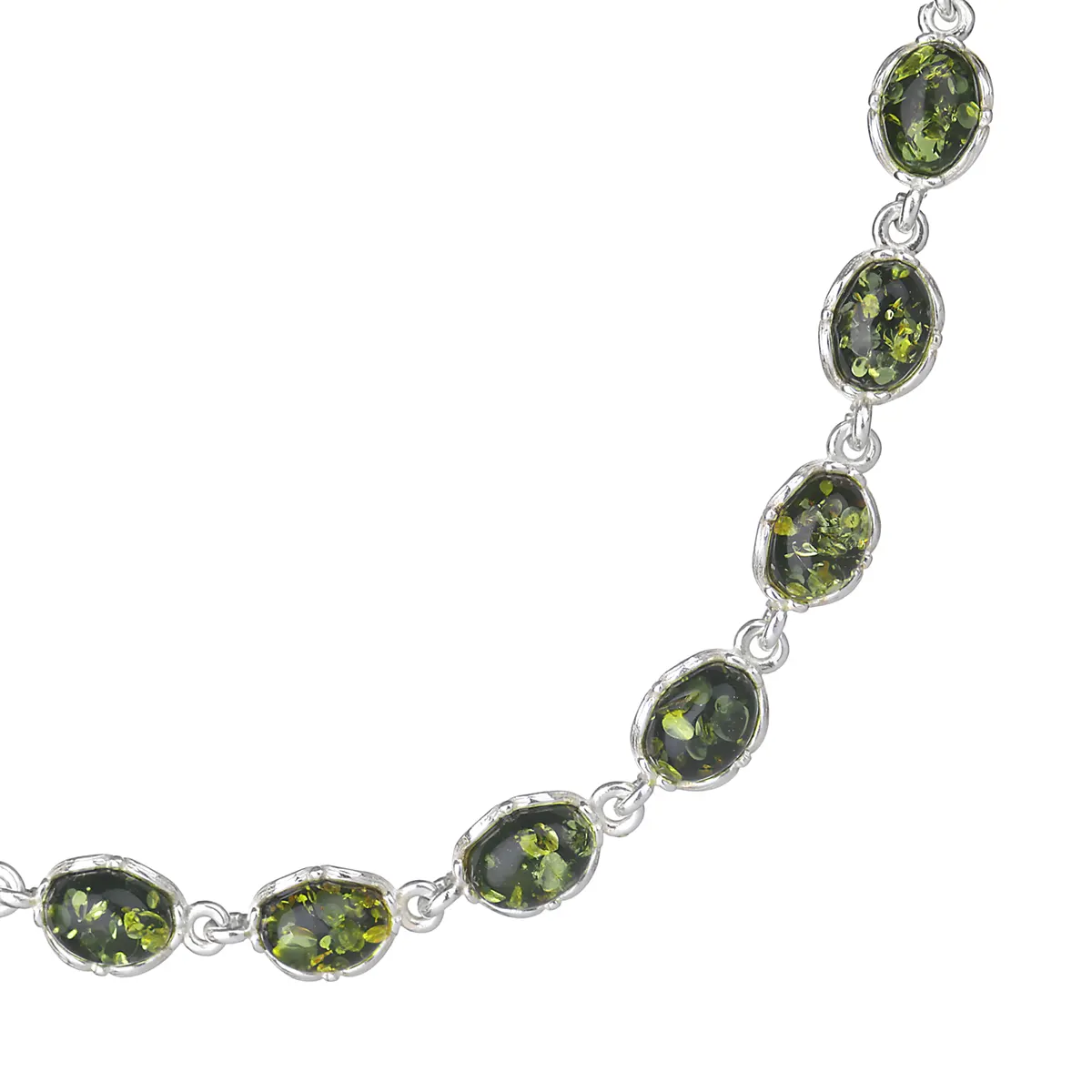 Green Amber Drop - Irisches Armband aus grünem Bernstein & Sterling Silber Green Amber Drop - Irisches Armband aus grünem Bernstein & Sterling Silber