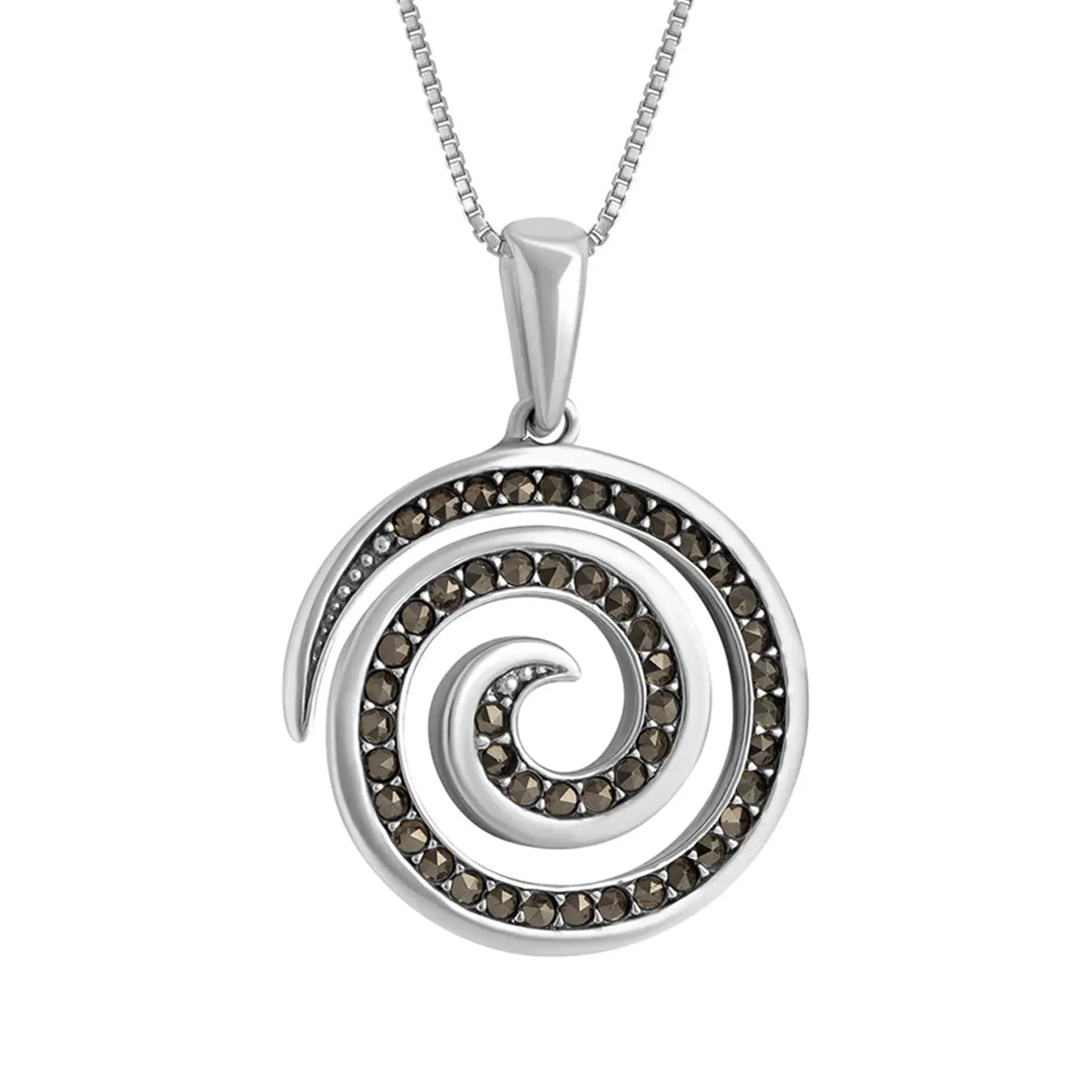 Celtic Swirl Anhänger aus 925er Sterlingsilber mit Markasiten – handgefertigt in Irland