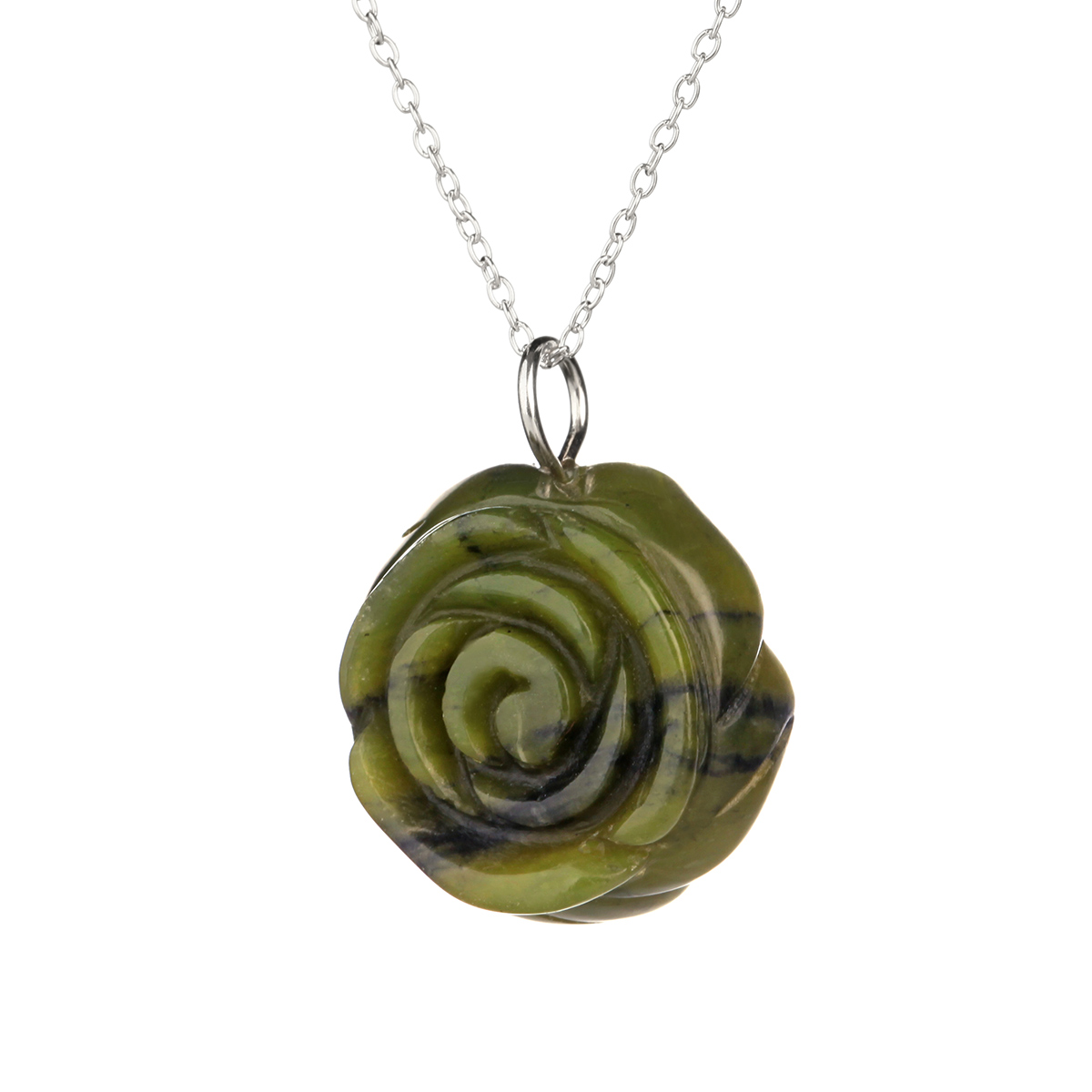 kette-rose-connemara-marmor-silber-001 Shamrock Rose - Irische Rose Kette aus grünem Connemara Marmor & Sterling Silber