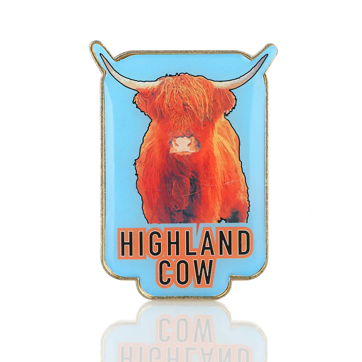 Highland Cow Deko Magnet / Kühlschrankmagnet aus Schottland - Metall & Emaille