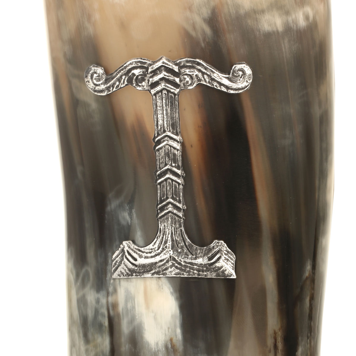 horn-becher-verziert-irminsul-trinkhorn-0011 Irminsul Trinkhorn - 0,5 Liter - poliertes Rinderhorn & Zinn Verzierung