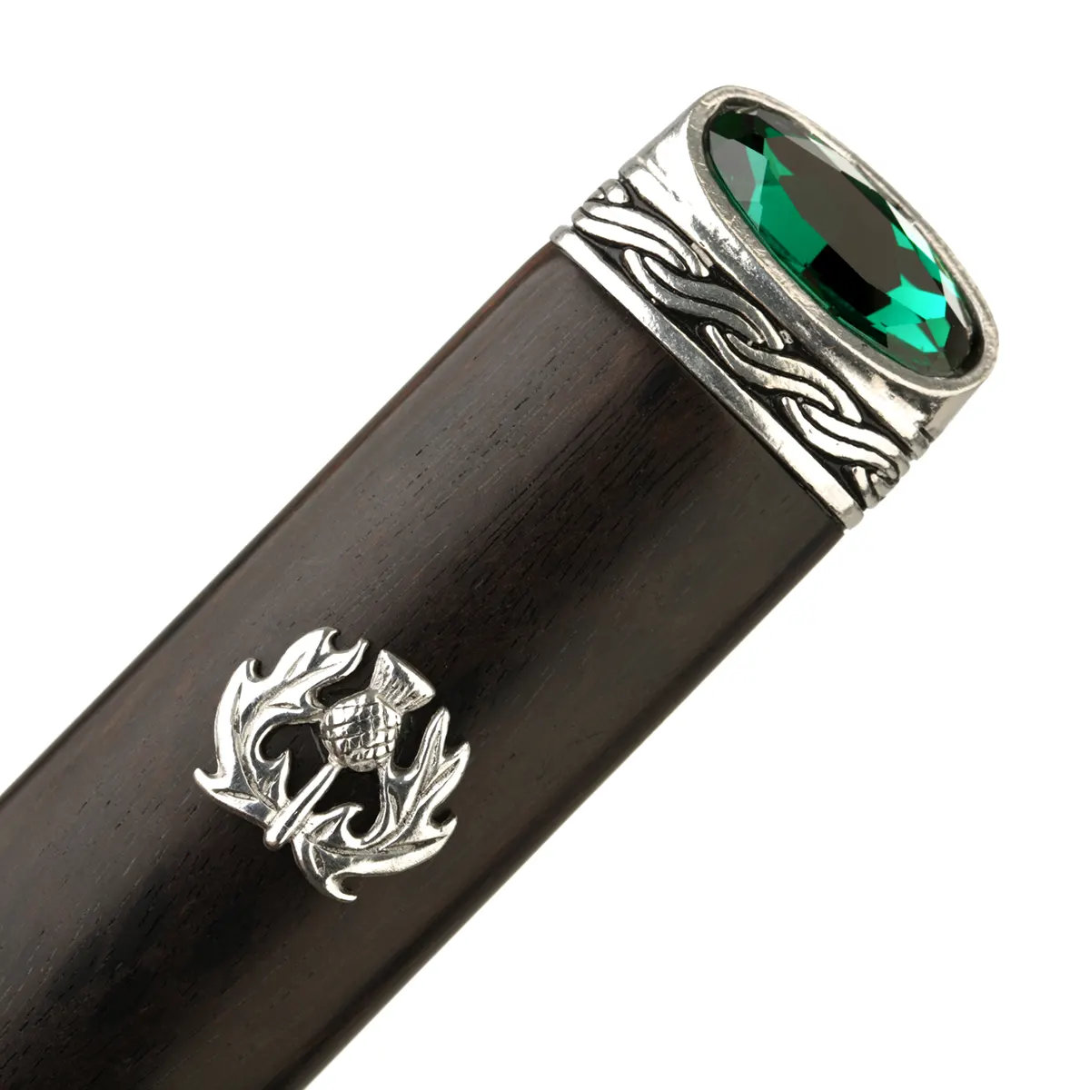 Blackwood Emerald Sgian Dubh - keltische Muster - schottische Distel & grüner Kristall