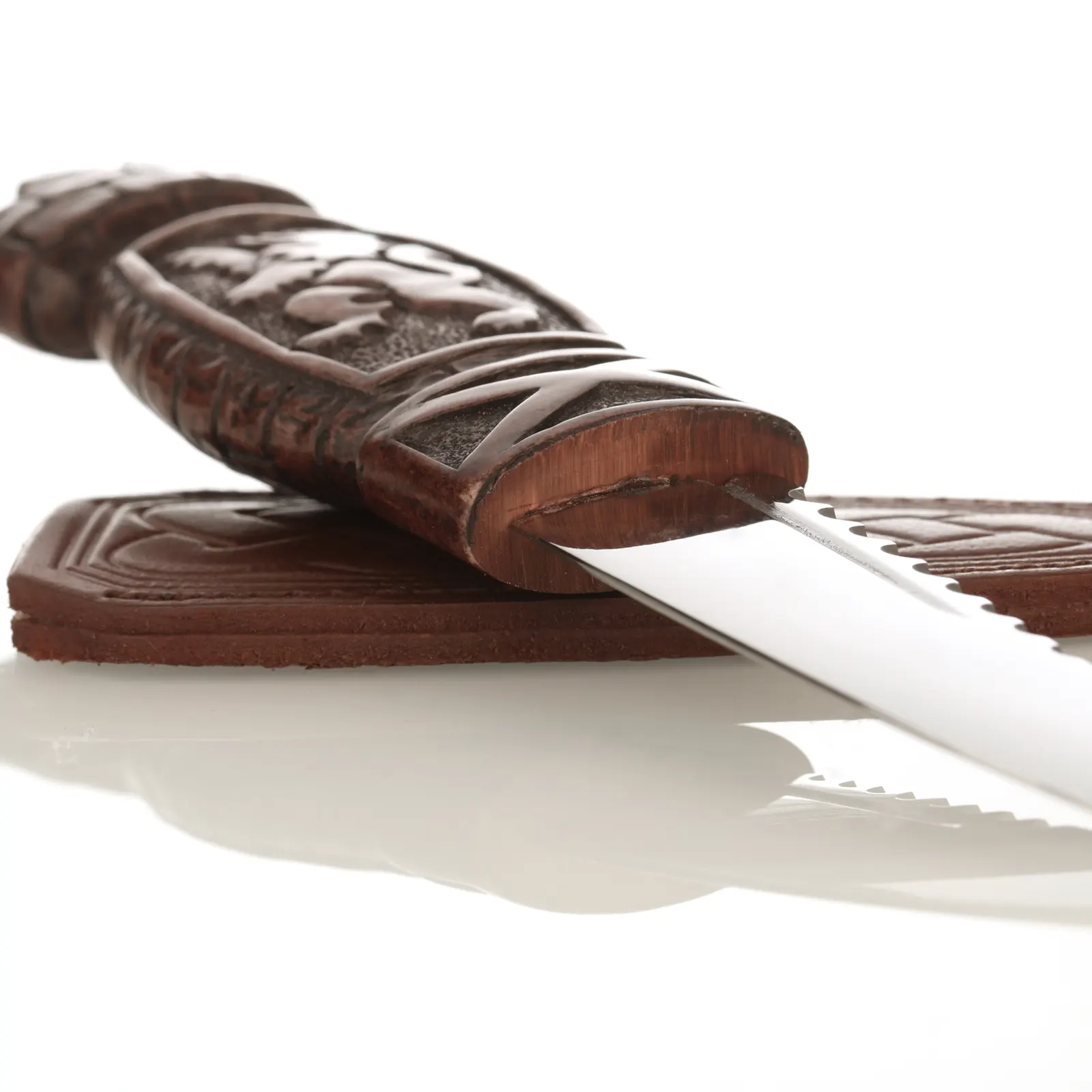 Lion Rampant Sgian Dubh - schottischer Löwe - Edelstahl & Zinn mit Lederscheide