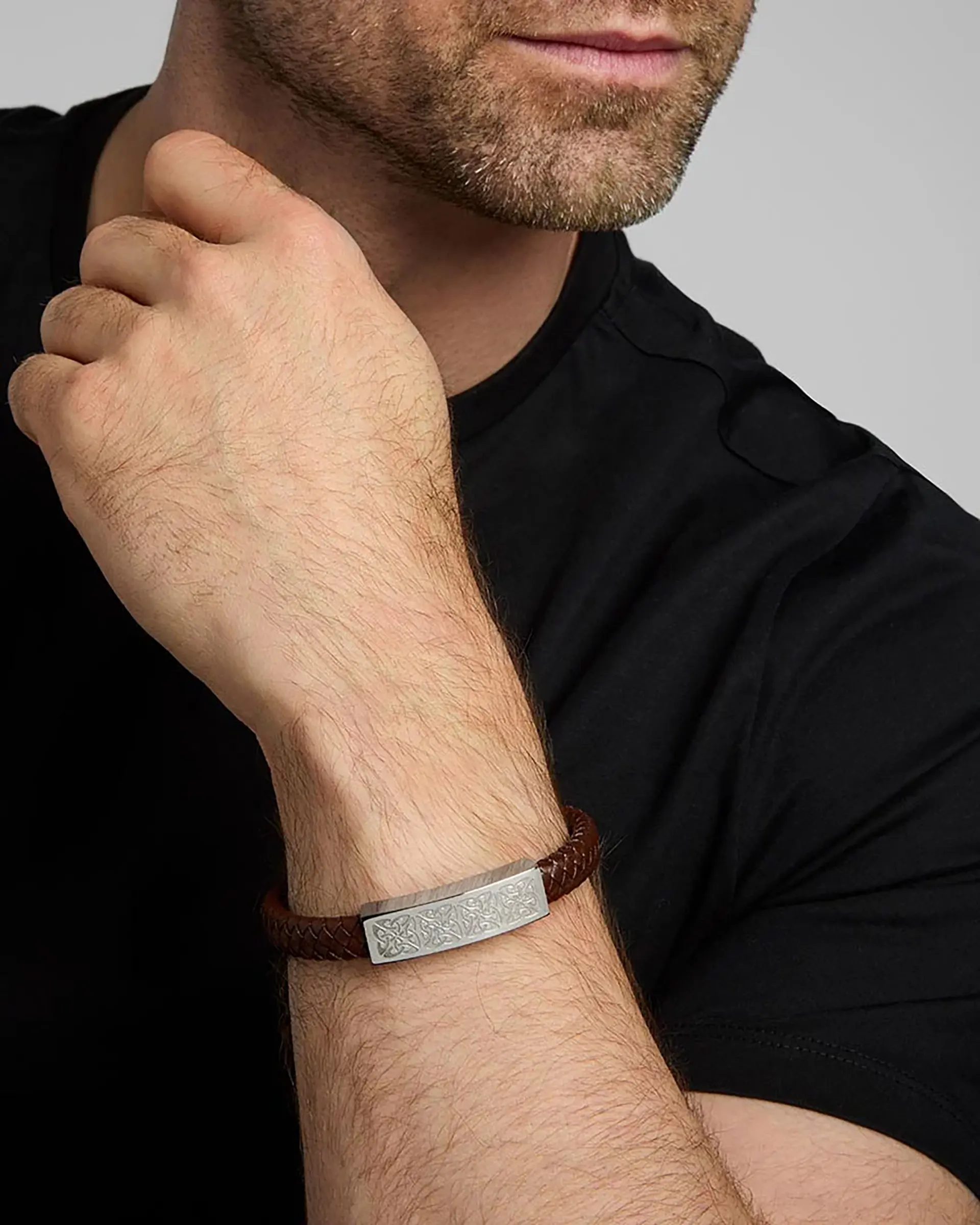 Celtic Knots - Keltisches Leder & Edelstahl Armband aus Irland