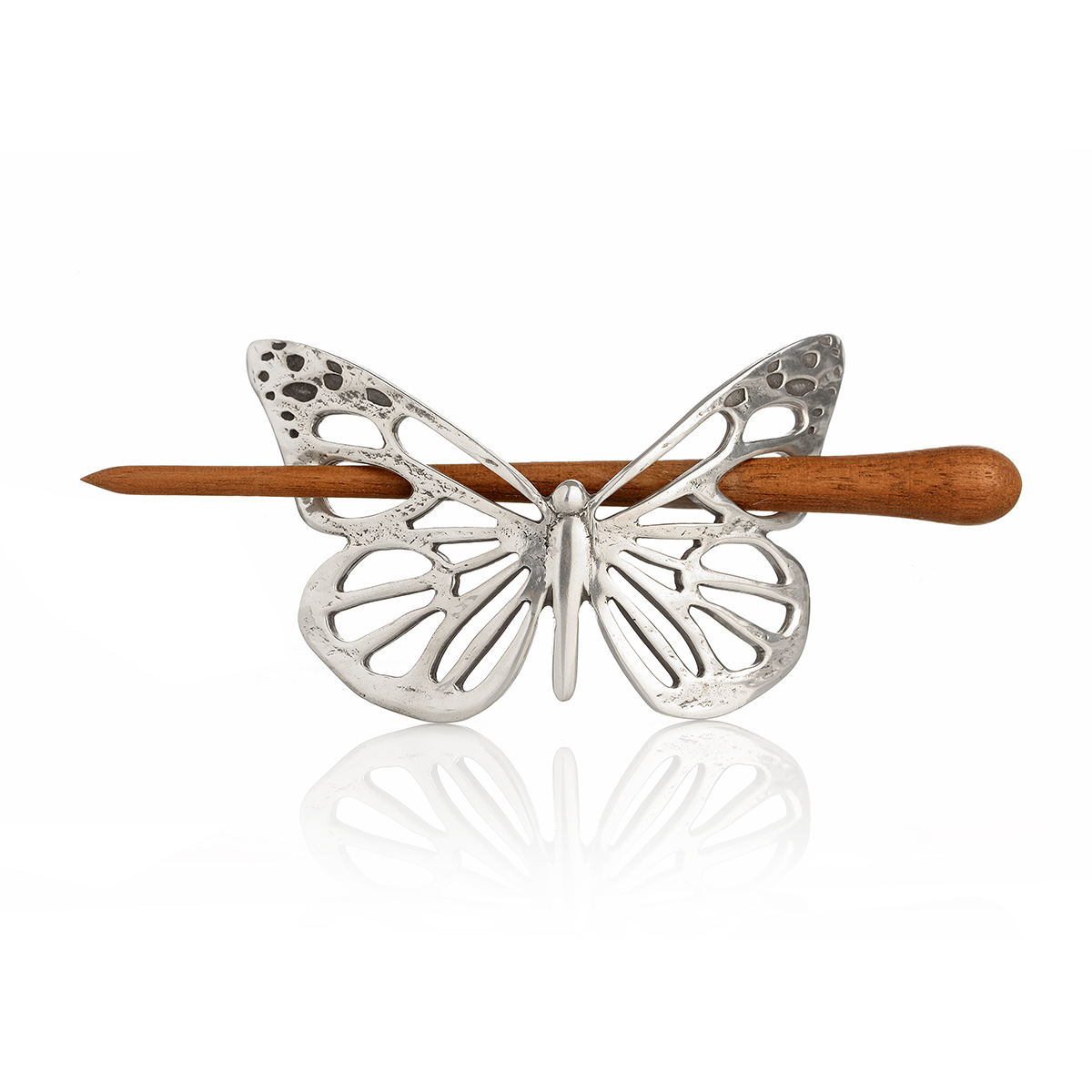 haarspange-schmetterling-butterfly-keltisch-silber-Holz-003 Celtic Butterfly Haarspange - Keltischer Schmetterling mit Stab aus Palisander