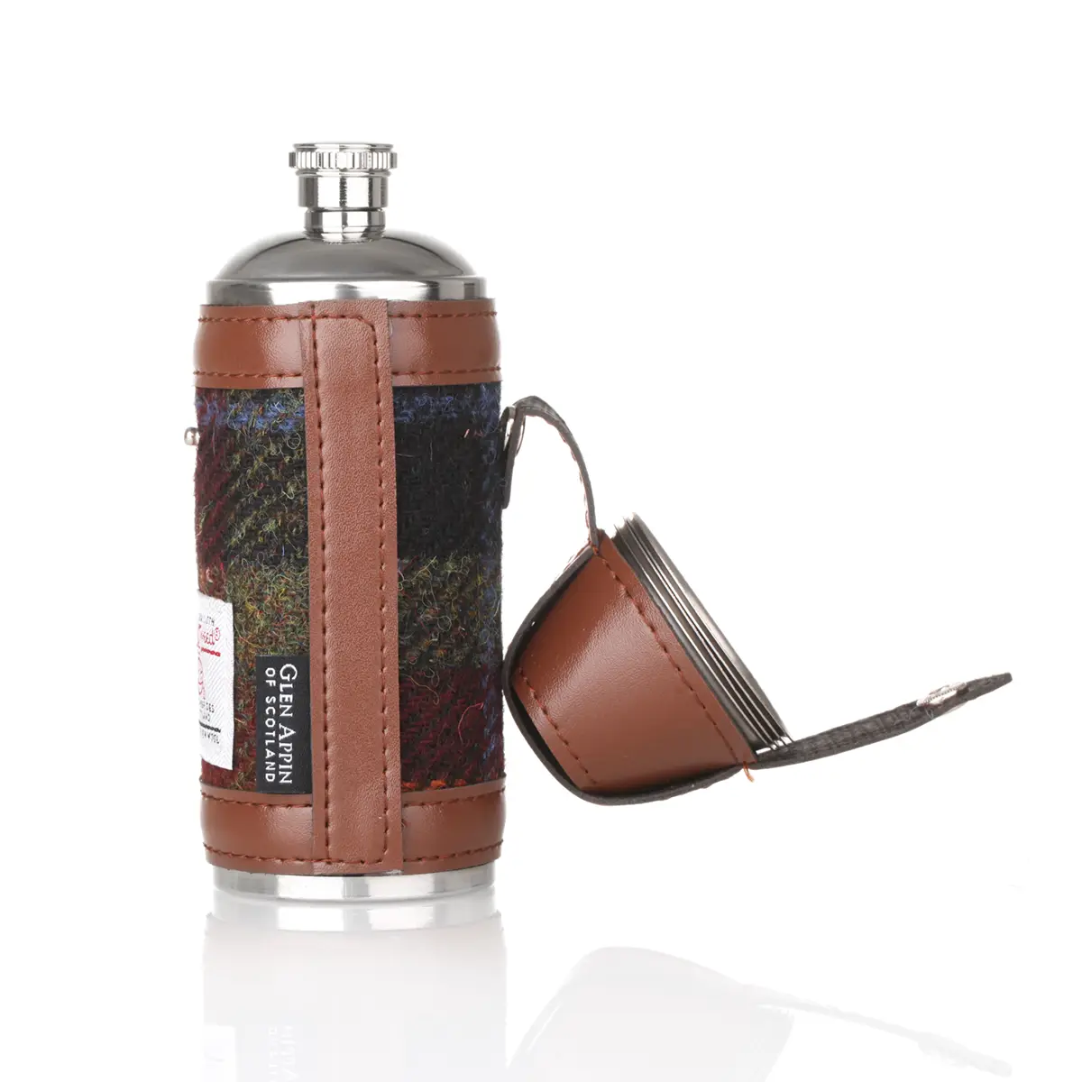 Harris Tweed Flask / Campingflasche in Rust Check Tartan