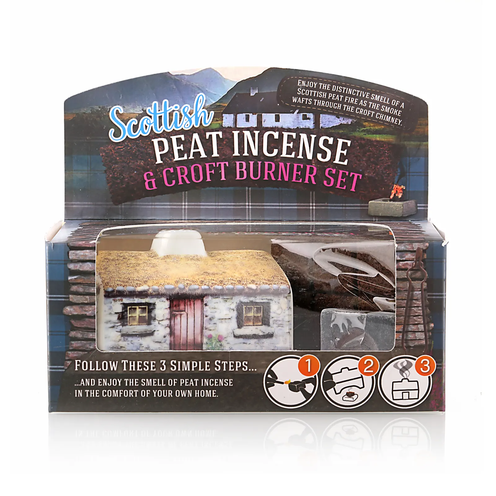 Scottish Highland Croft Torfduft-Set - Cottage aus Keramik mit Steinbrenner und Torfsoden