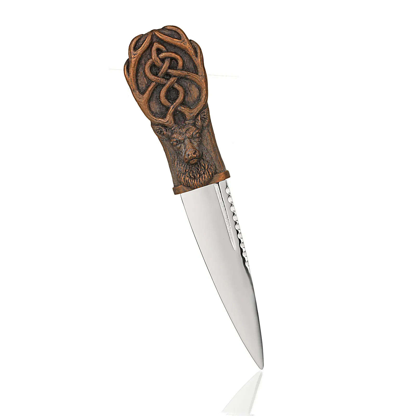 Schottischer Highland Stag Sgian Dubh mit Edelstahlklinge & Lederscheide