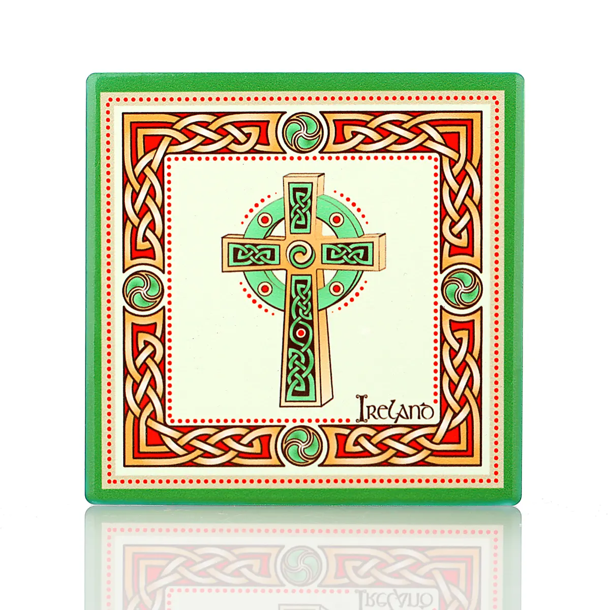 Celtic Cross Coaster - Irischer Keramik-Getränkeuntersetzer mit keltischem Kreuz