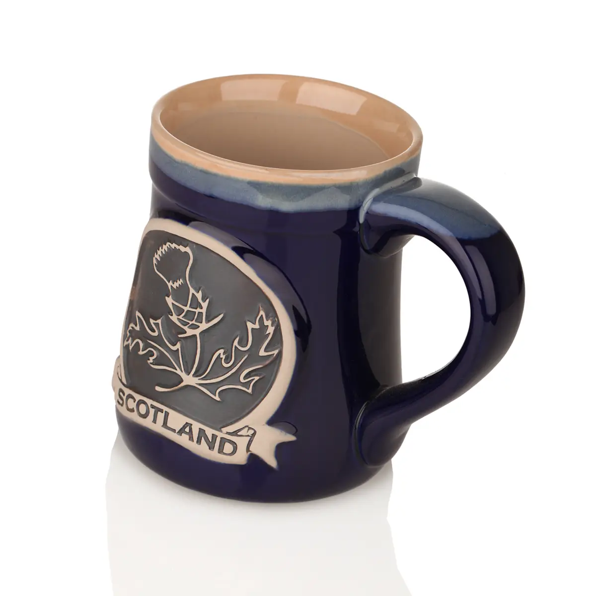kaffee-becher-mug-tasse-schottland-highland-thistle-distel-003 Scotland Thistle Stoneware Mug - Schottische Distel Keramik Becher in Blau