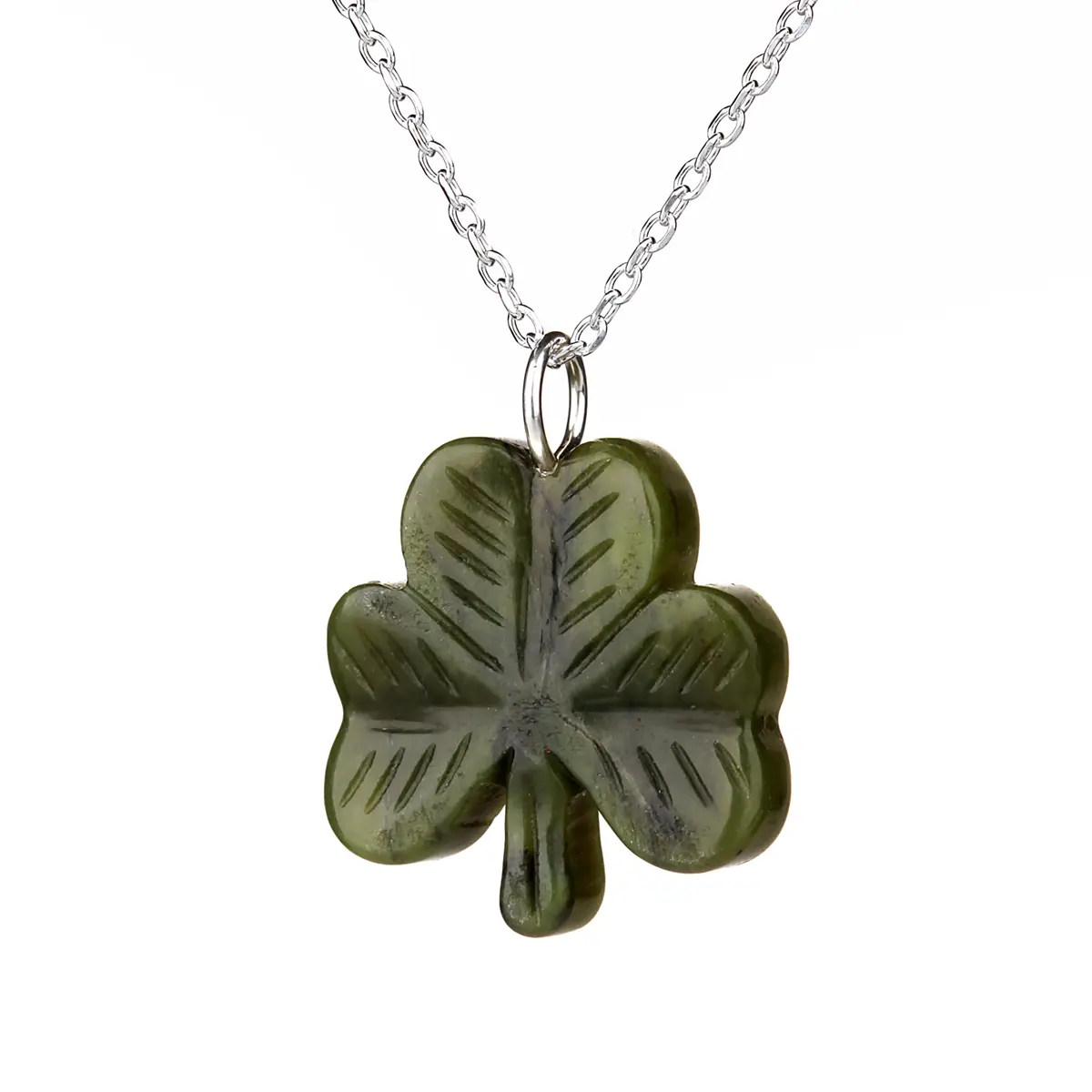 kette-anhaenger-irland-kleeblatt-shamrock-connemara-marmor-silber-003 Carved Irish Shamrock - Irische Kleeblatt Kette aus Connemara Marmor