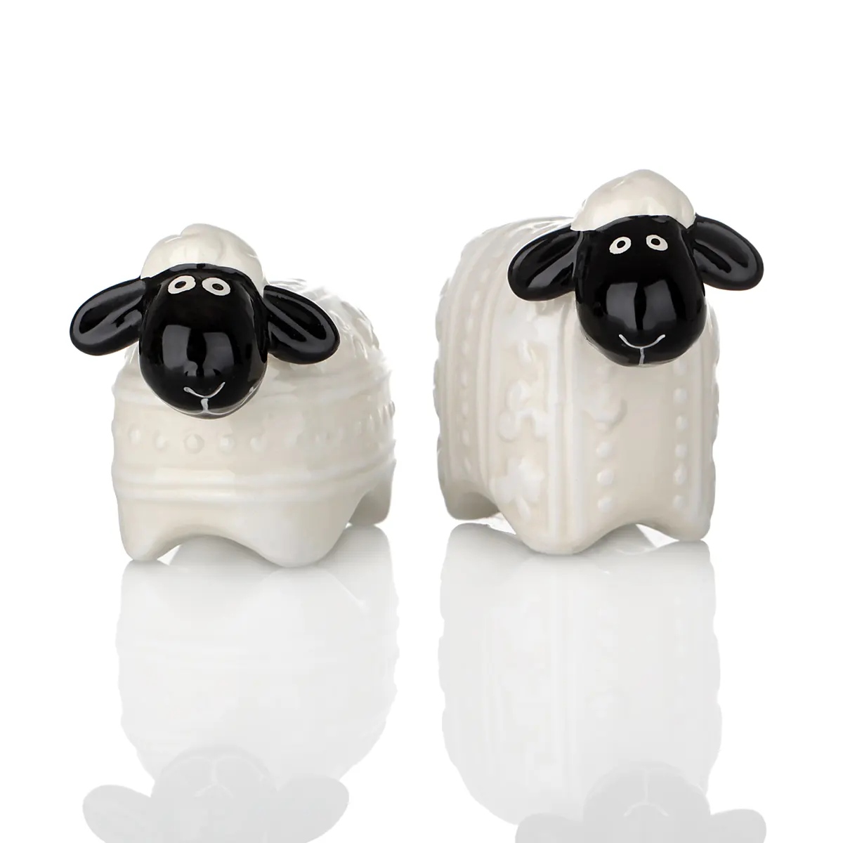 Woolly Ware - Handbemalte Irische Schafe als Keramik Salz- und Pfefferstreuer Set