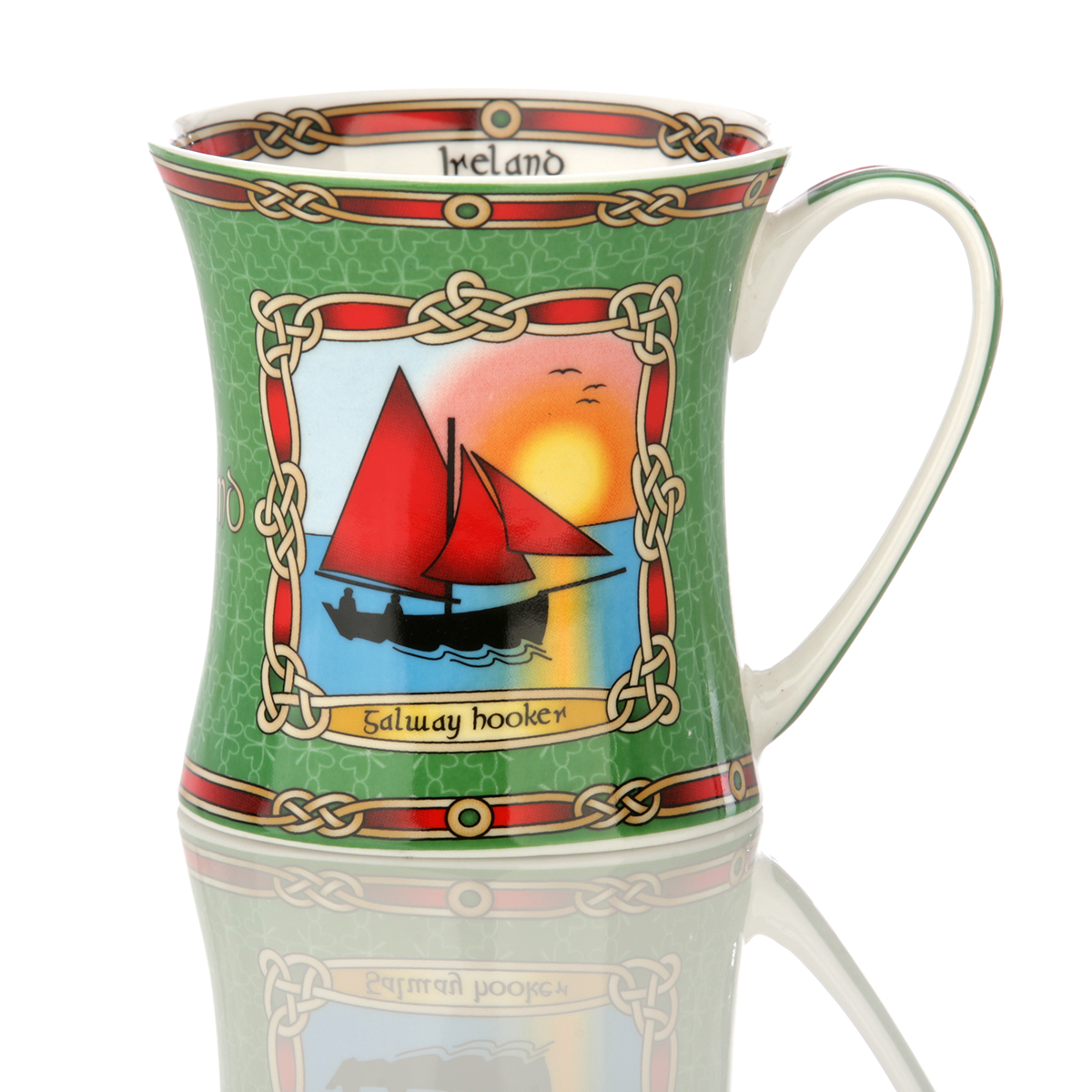 Irischer Seefahrer Kaffeebecher mit Galway Hooker & Currach