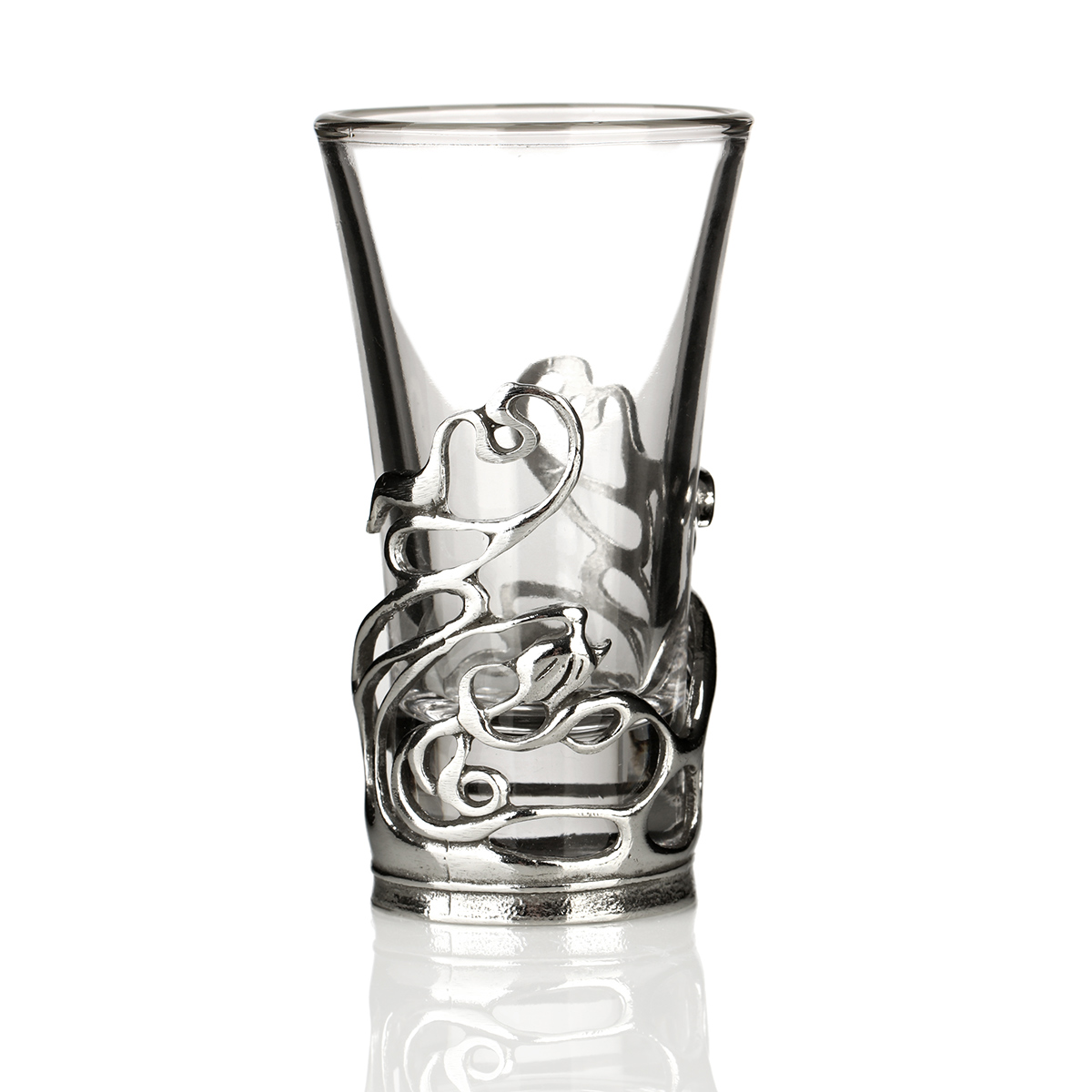 schnaps-shot-glas-keltisch-kristall-zinn-001 Celtic Swirls Shotglas – Handgefertigtes Shotglas mit keltischen Ornamenten