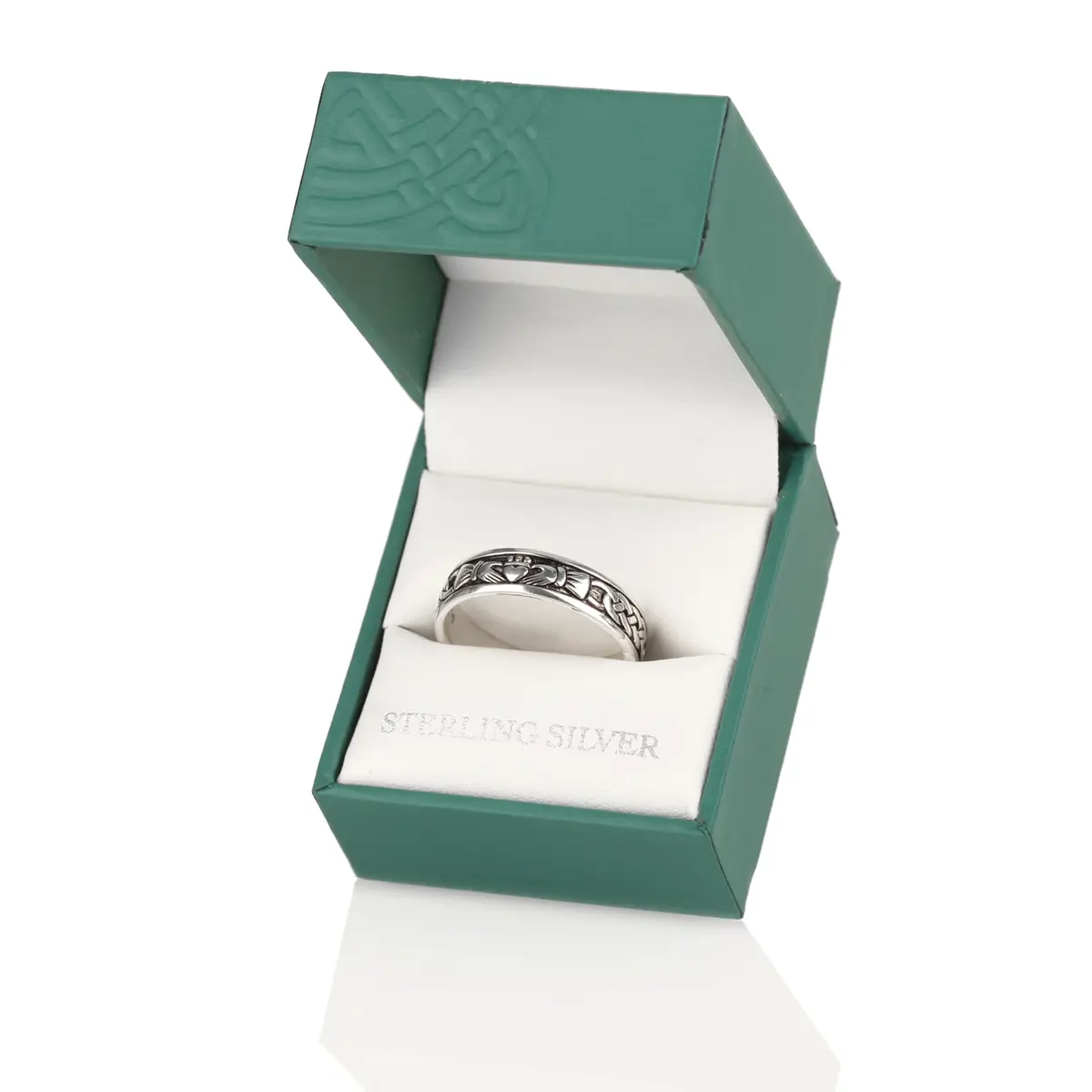 Ring-Claddagh-keltisch-irland-irisch-damen-silber-004 Damen Claddagh Ring mit keltischen Ornamenten – Handgefertigt in Irland