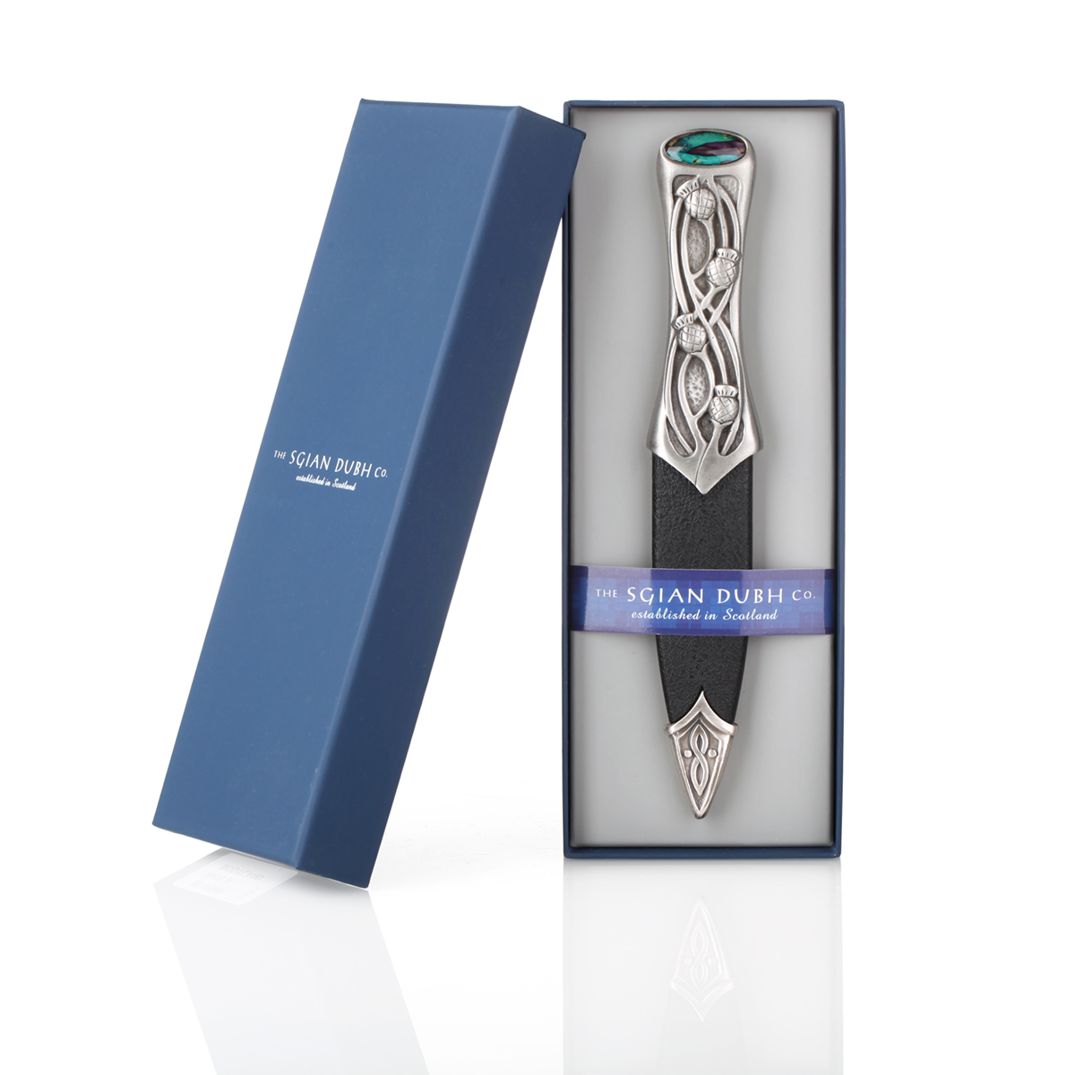 Heathergem Thistle  Sgian Dubh aus Schottland mit Griff aus Zinn & Heideholz