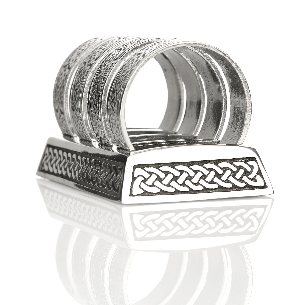 serviettenringe-keltisch-england-schottland-zinn-003 Keltische Serviettenringe mit Ständer - polierter Zinn handgefertigt in England