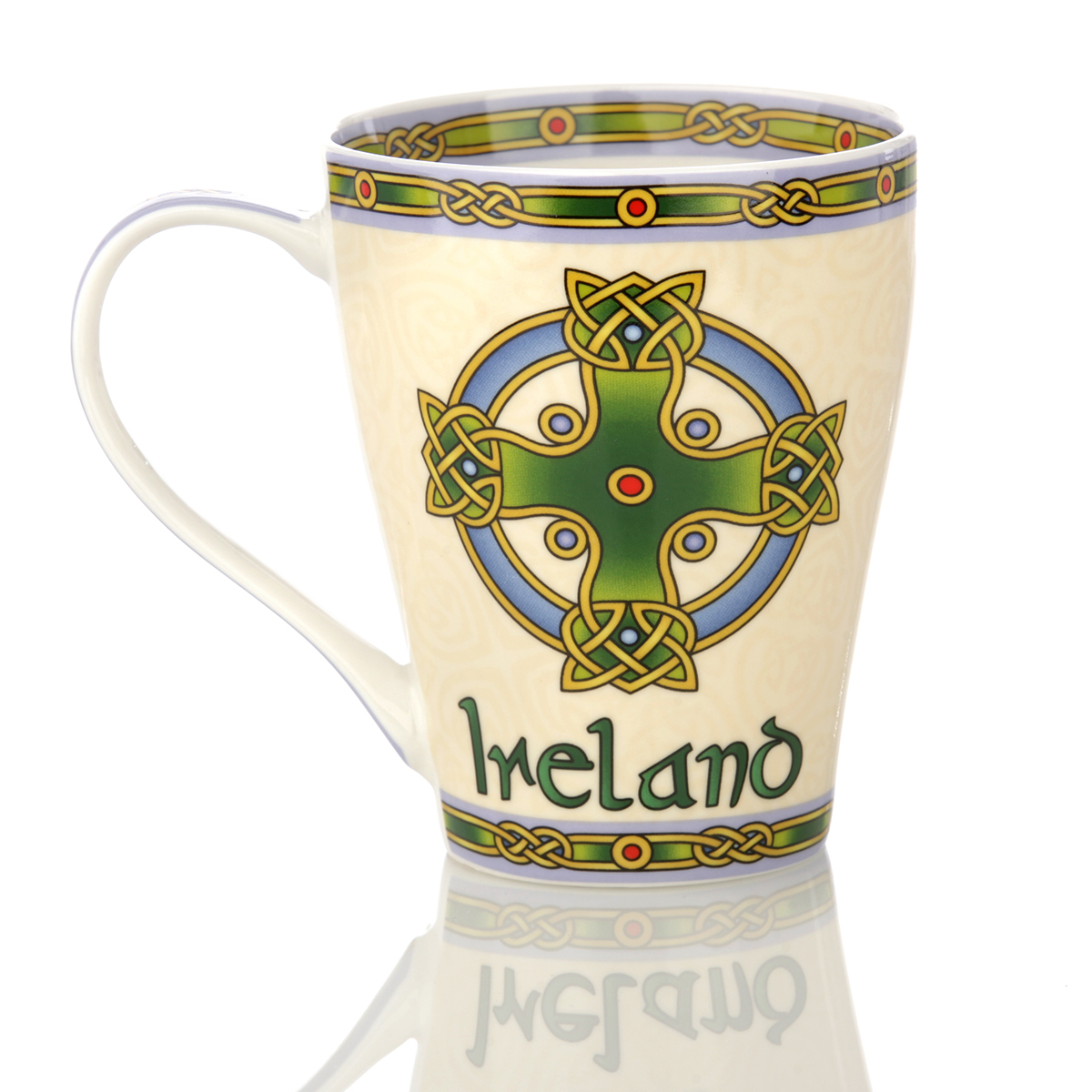 Irish Cross Mug - Kaffeebecher mit keltischem Kreuz & Irland Schriftzug