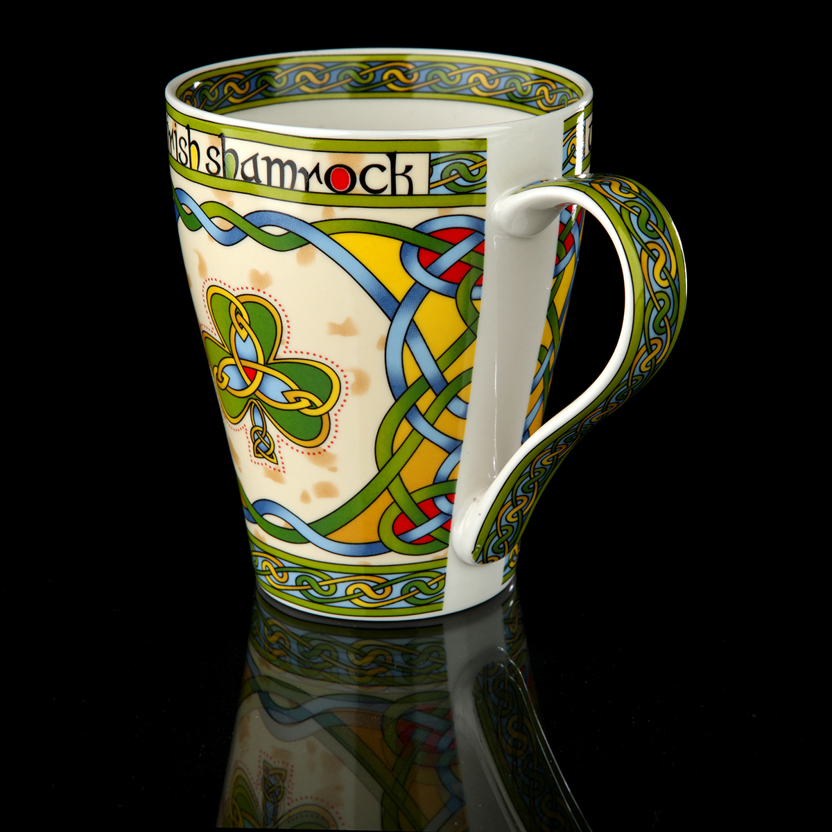 Kaffeebecher-Mug-irland-irish-shamrock-kleeblatt-002 The Irish Shamrock Mug - Kaffeebecher mit irischem Kleeblatt und keltischen Mustern