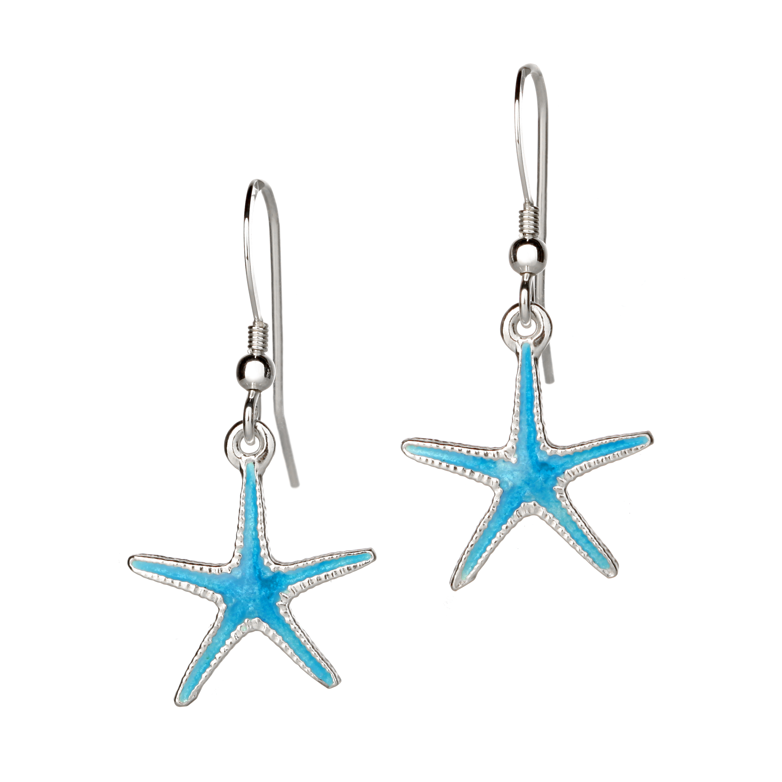 Blue Ocean Starfish - Seestern Ohrhänger aus Sterling Silber & blauer Emaille