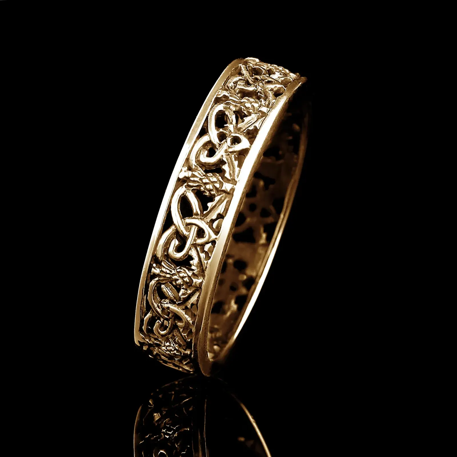 Outlander Ring aus Schottland aus Sterlingsilber mit 24K Vergoldung