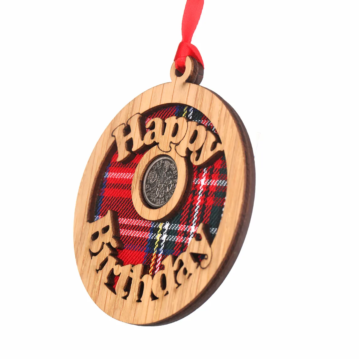 Happy Birthday Lucky Sixpence - Geburtstags-Glücksbringer aus Schottland - Royal Stewart Tartan Happy Birthday Lucky Sixpence - Geburtstags-Glücksbringer aus Schottland - Royal Stewart Tartan