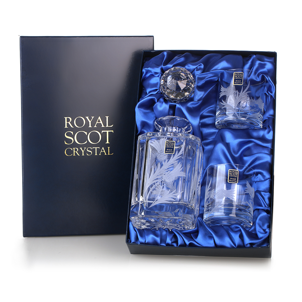 Kristall-Whisky-Karaffe-Glas-Set-royal-scot-001 Flower Of Scotland Kristall Whisky Set - Karaffe & Gläser - Handgefertigt in Schottland